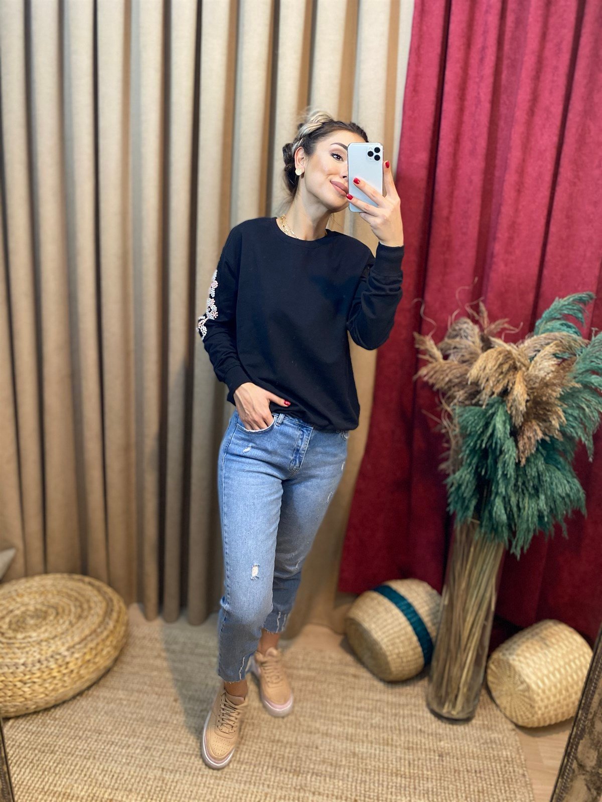 Likralı Mom Jean