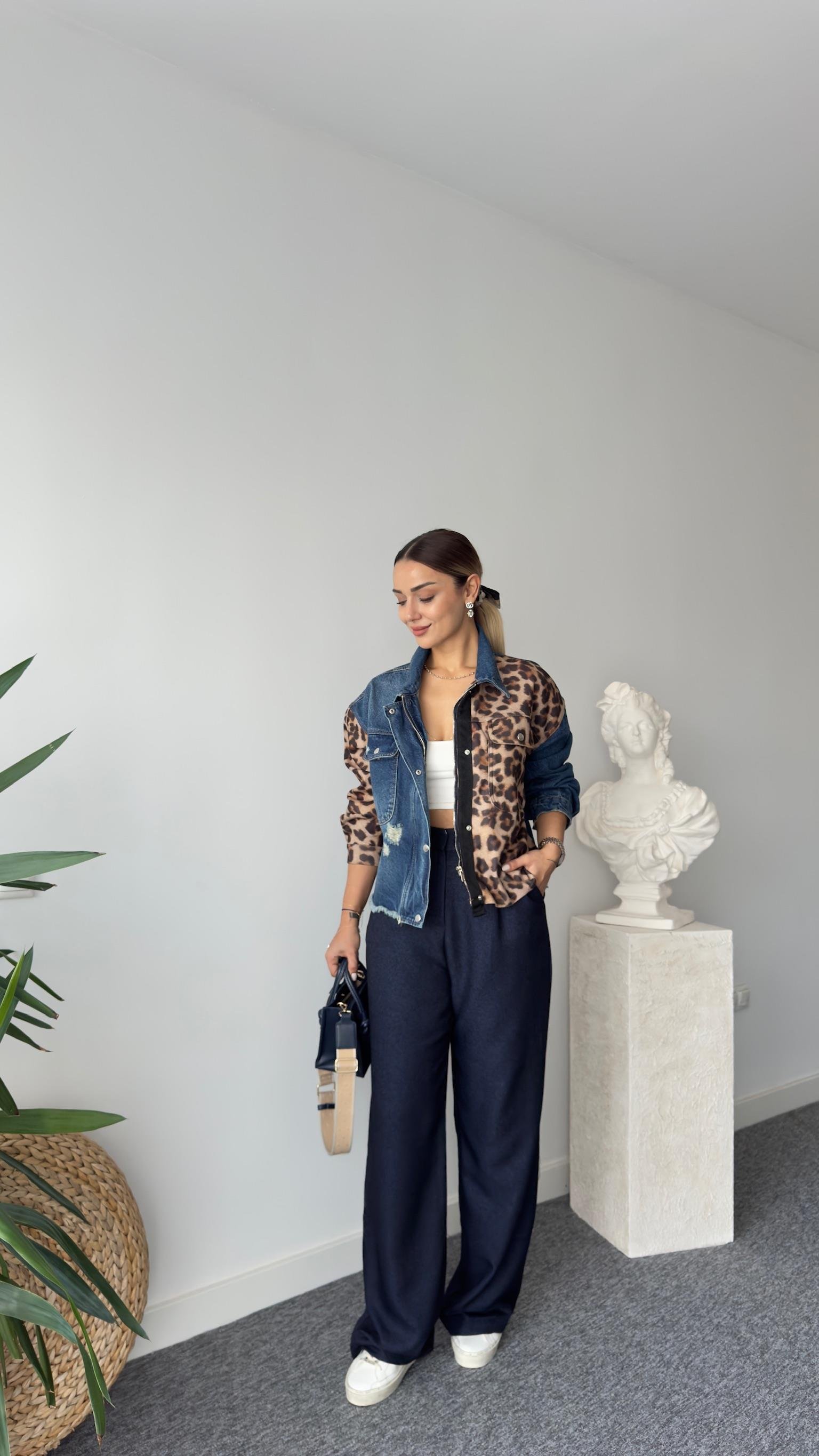 Tara Leopar Garnili Jean Ceket