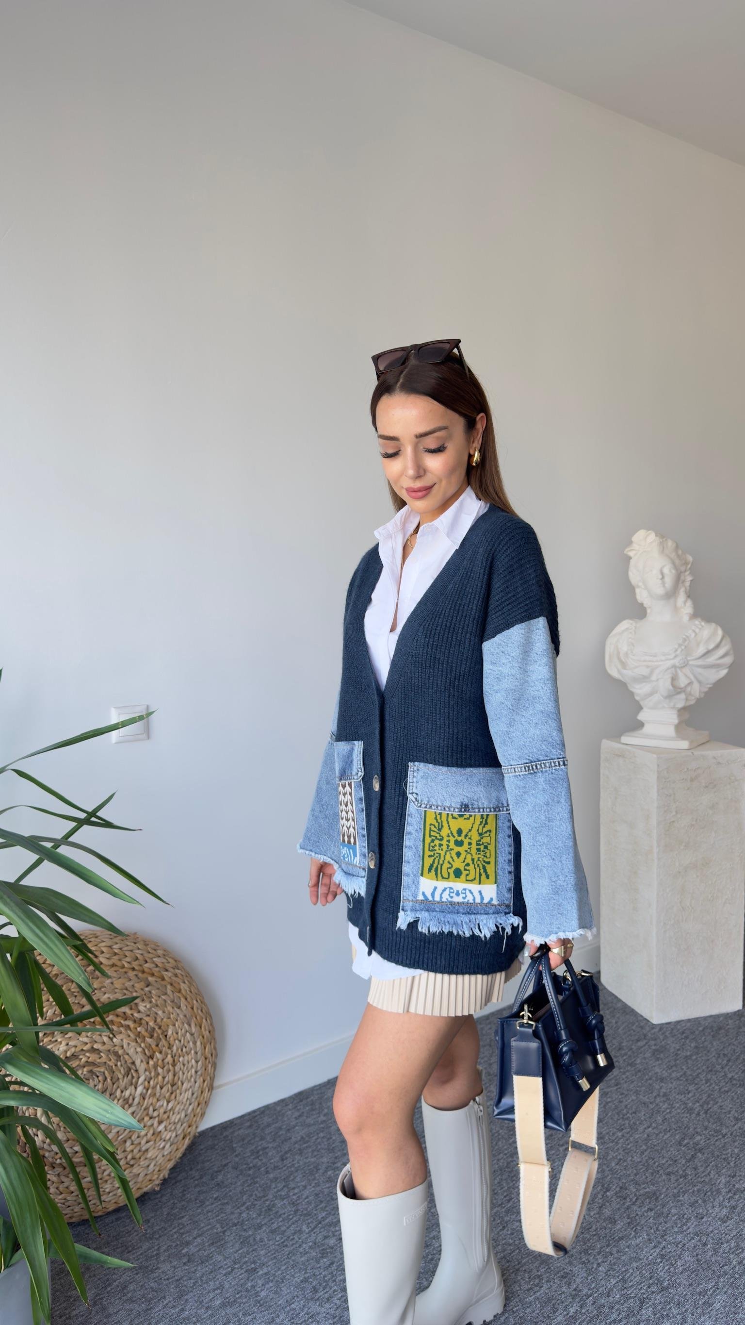 Lesa Kot Garnili Lacivert Hırka