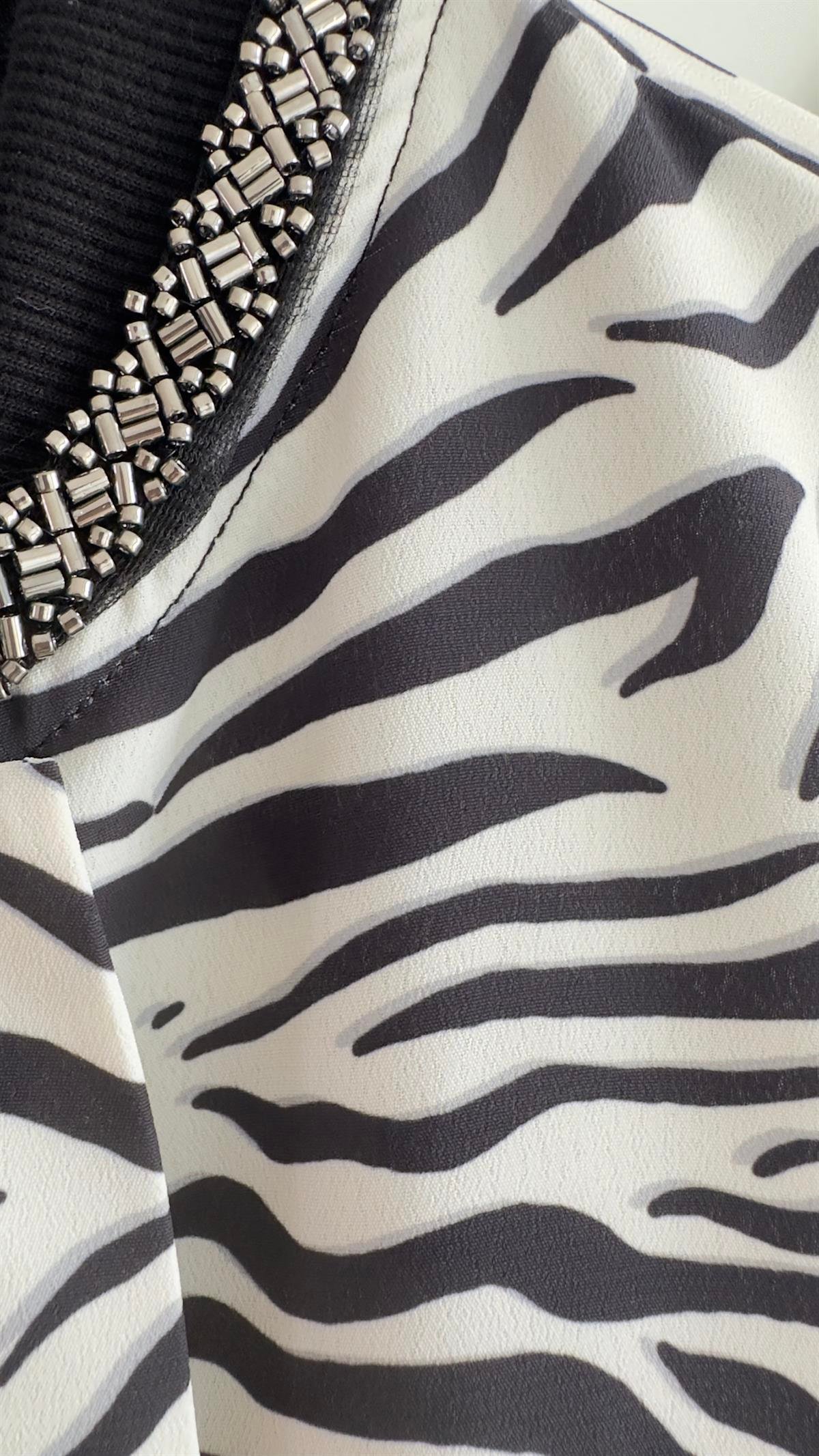 Reto Yaka Taşlı Zebra Desen Ceket