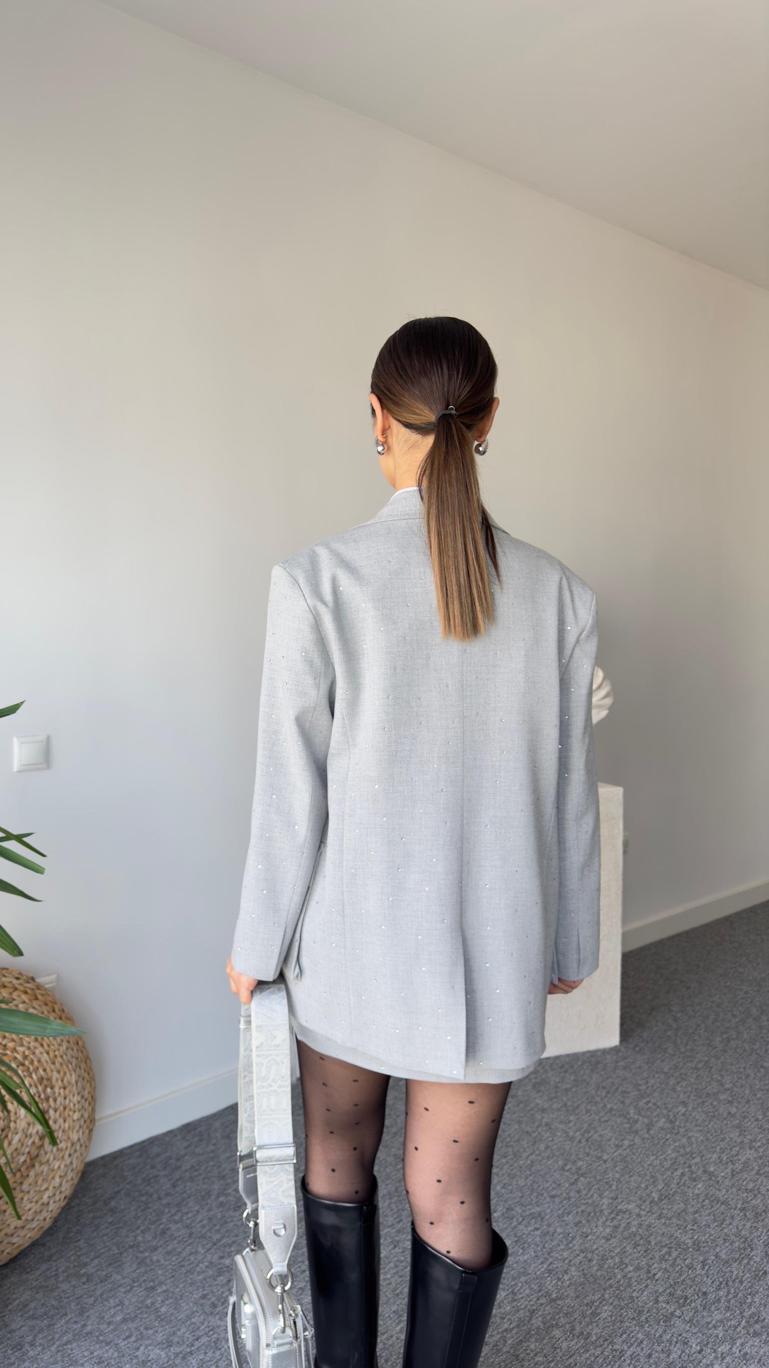 Bonia Taşlı Gri Blazer Ceket