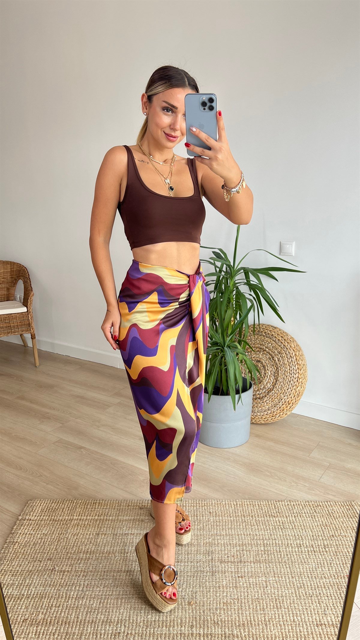 Zara Model Desenli Anvelop Etek 