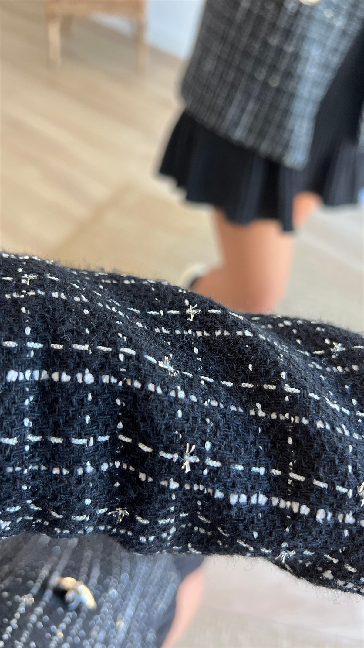 Siyah Beyaz Tüvit Blazer Ceket 