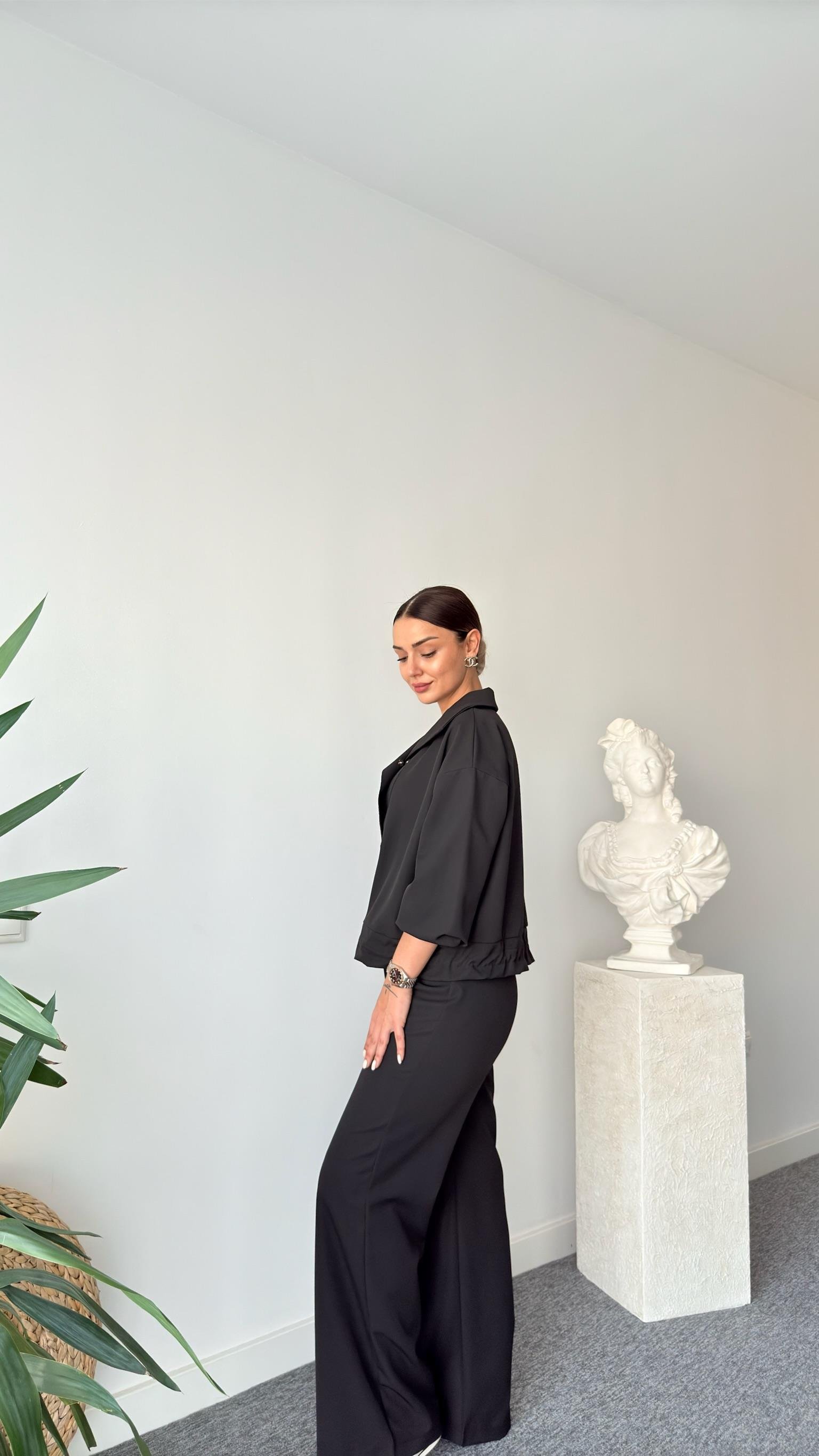 Siyah Beli Stoperli Double Takım