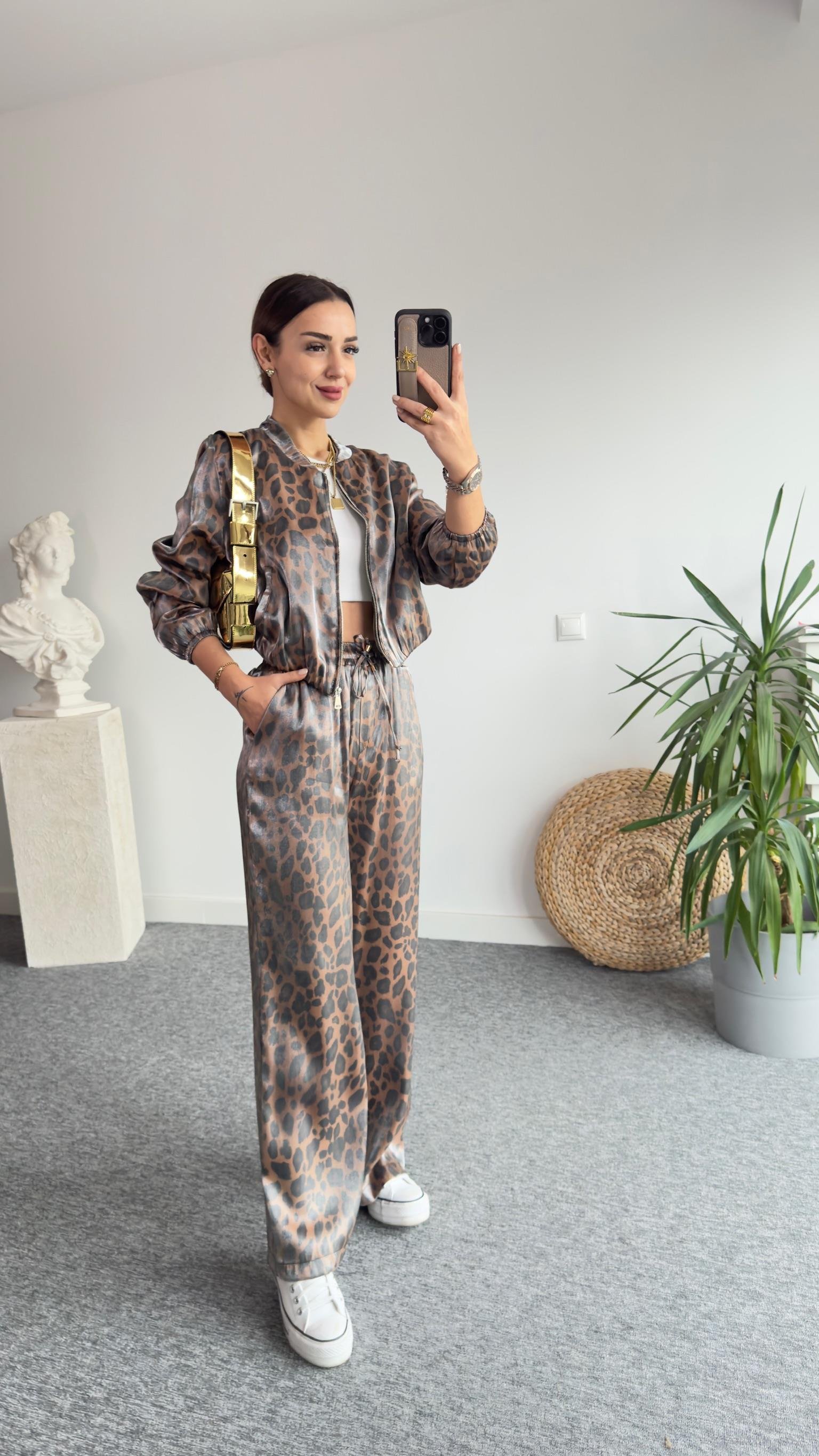 Leopar Baskı Pantolon Ceket Takım