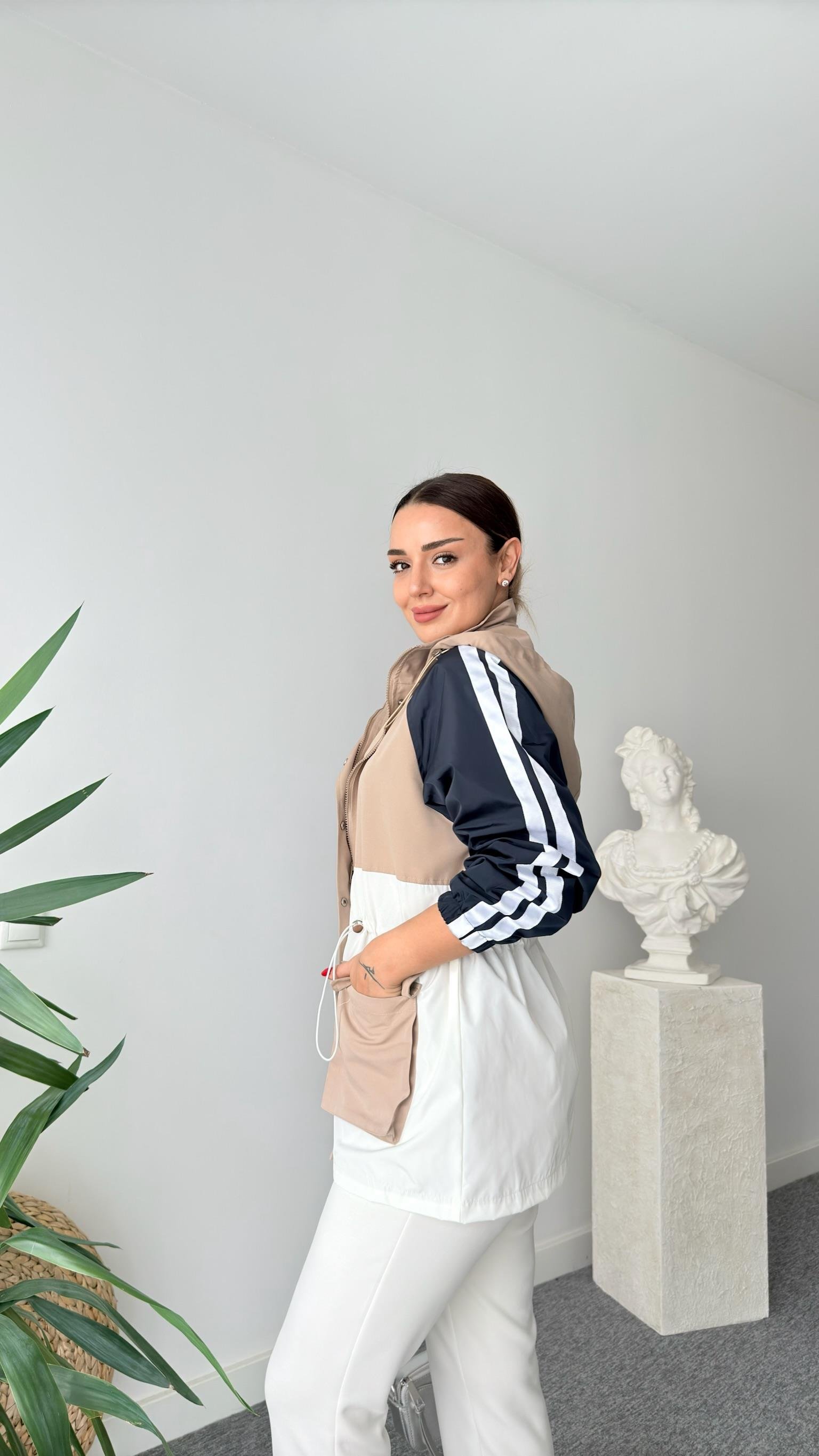 Cless Bel Büzgülü Renk Geçişli Ceket