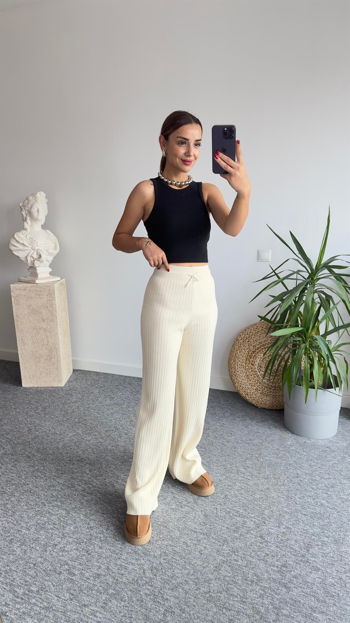 Elin Bej Triko Pantolon