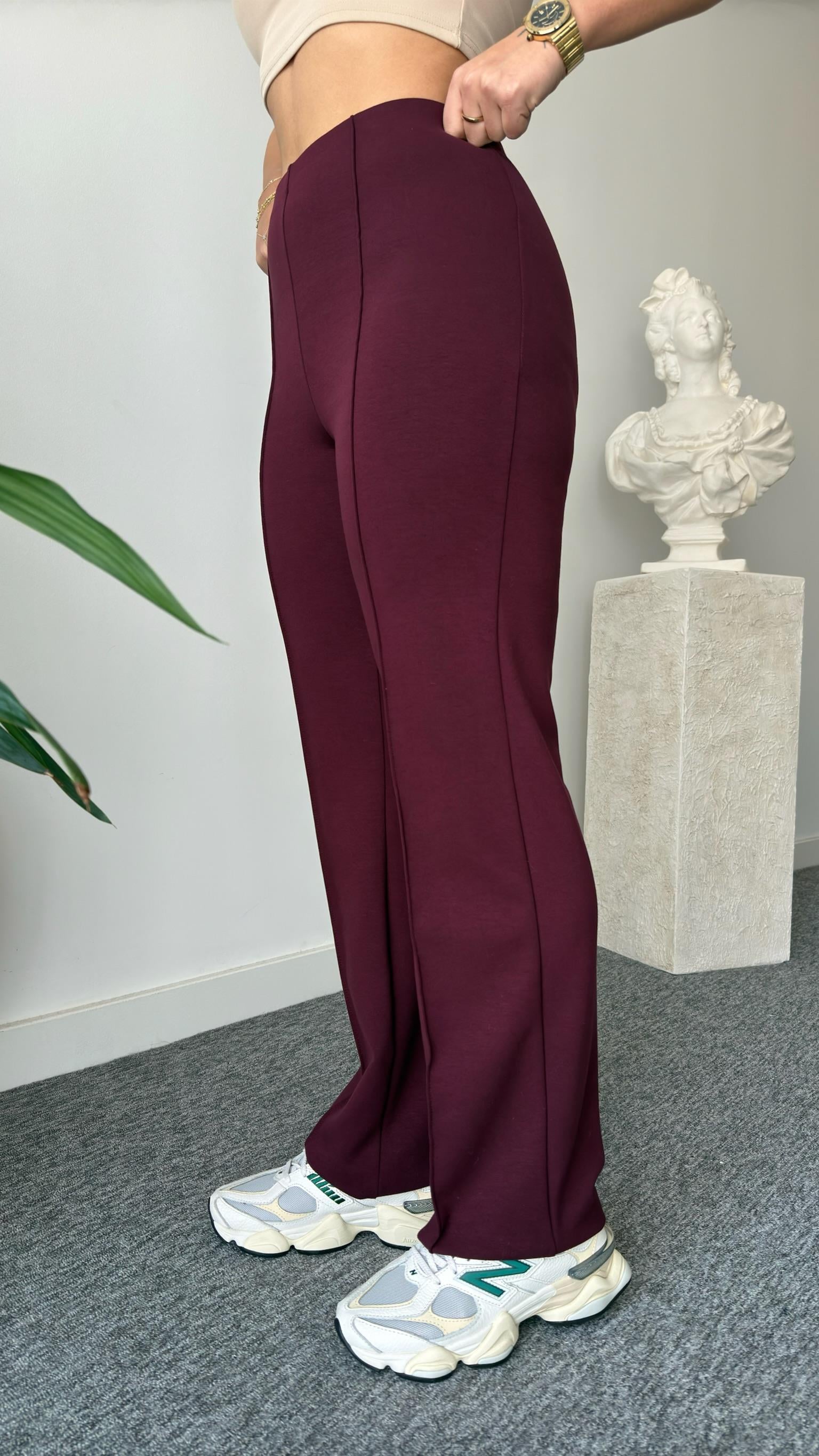Bordo Çimalı Oys Modal Pantolon