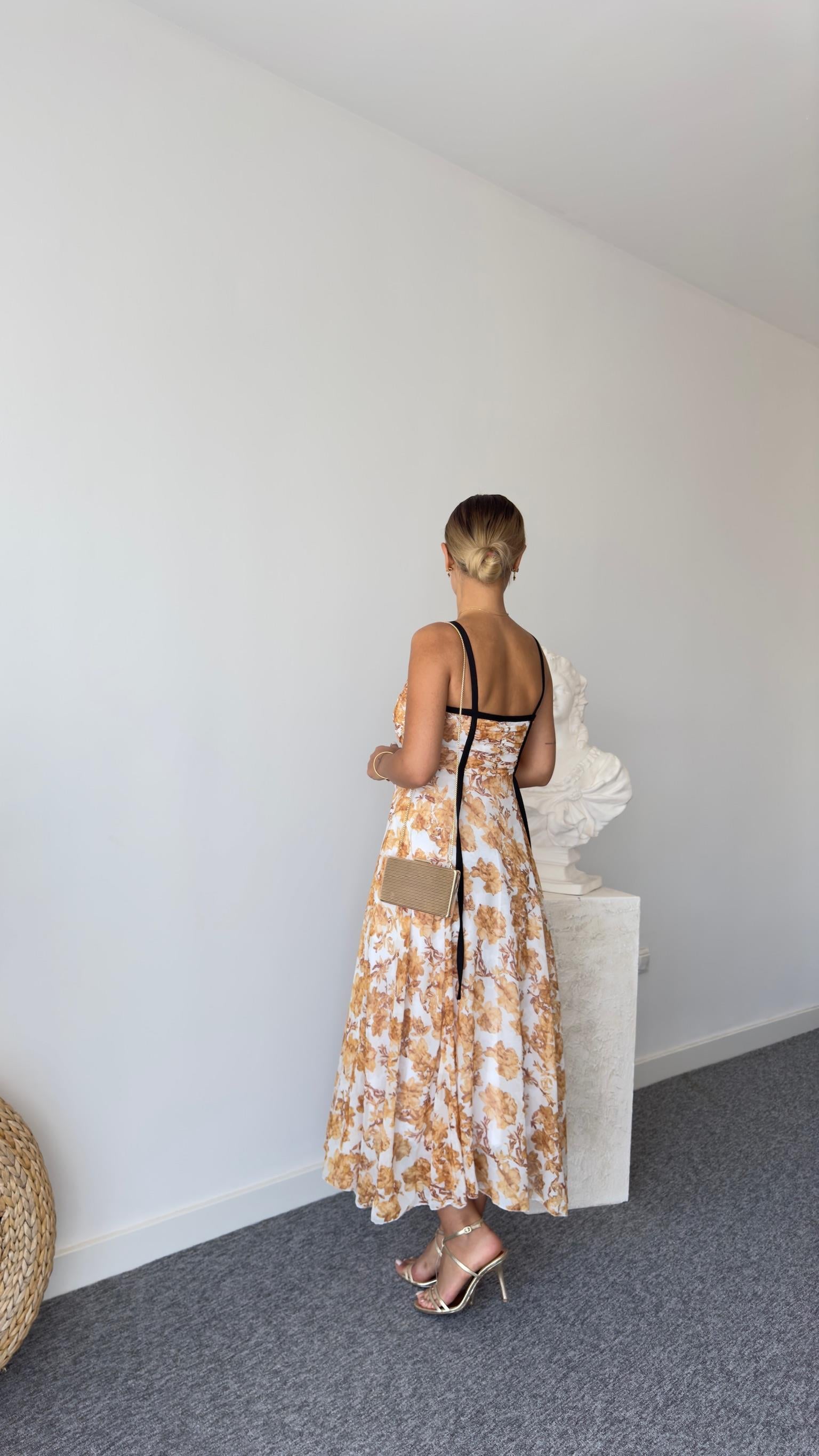 Sonia Zra Model Astarlı Sarı Şifon Elbise 