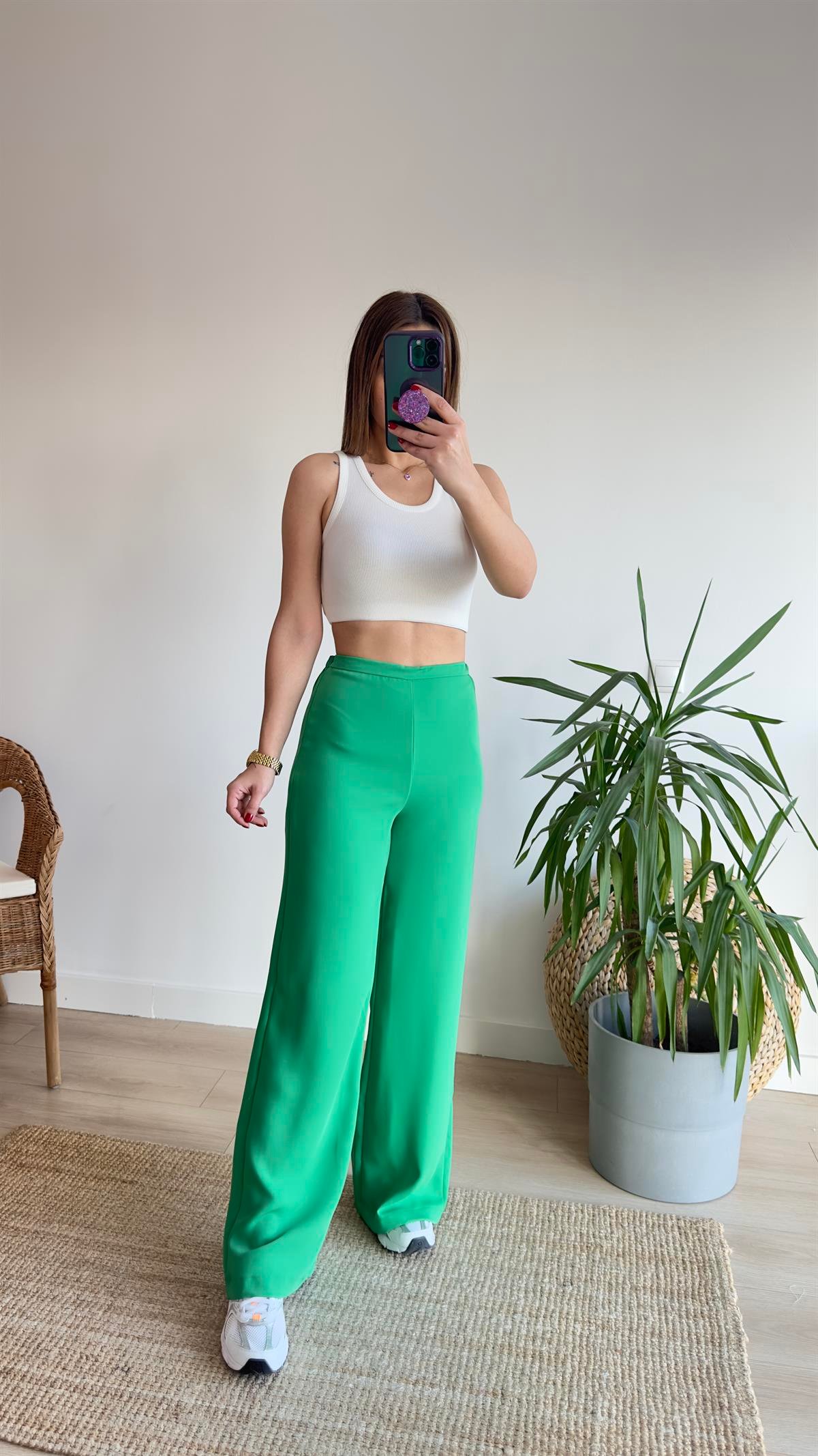 Zra Yeşil Crep Bol Pantolon