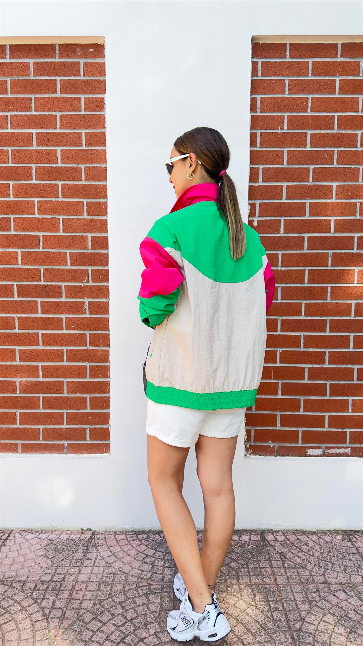 Oxit Fuşya Yeşil Tasarım Paraşüt Ceket