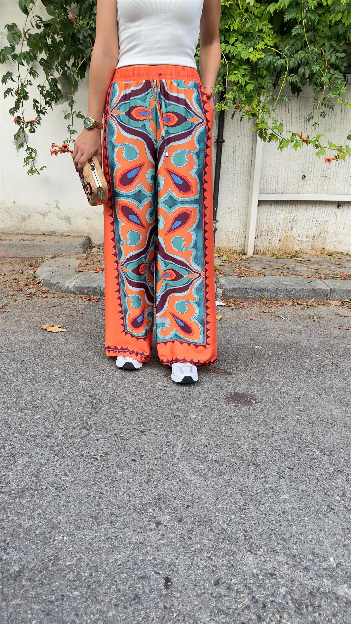 Zra Model Turuncu Etnik Desen Pantolon