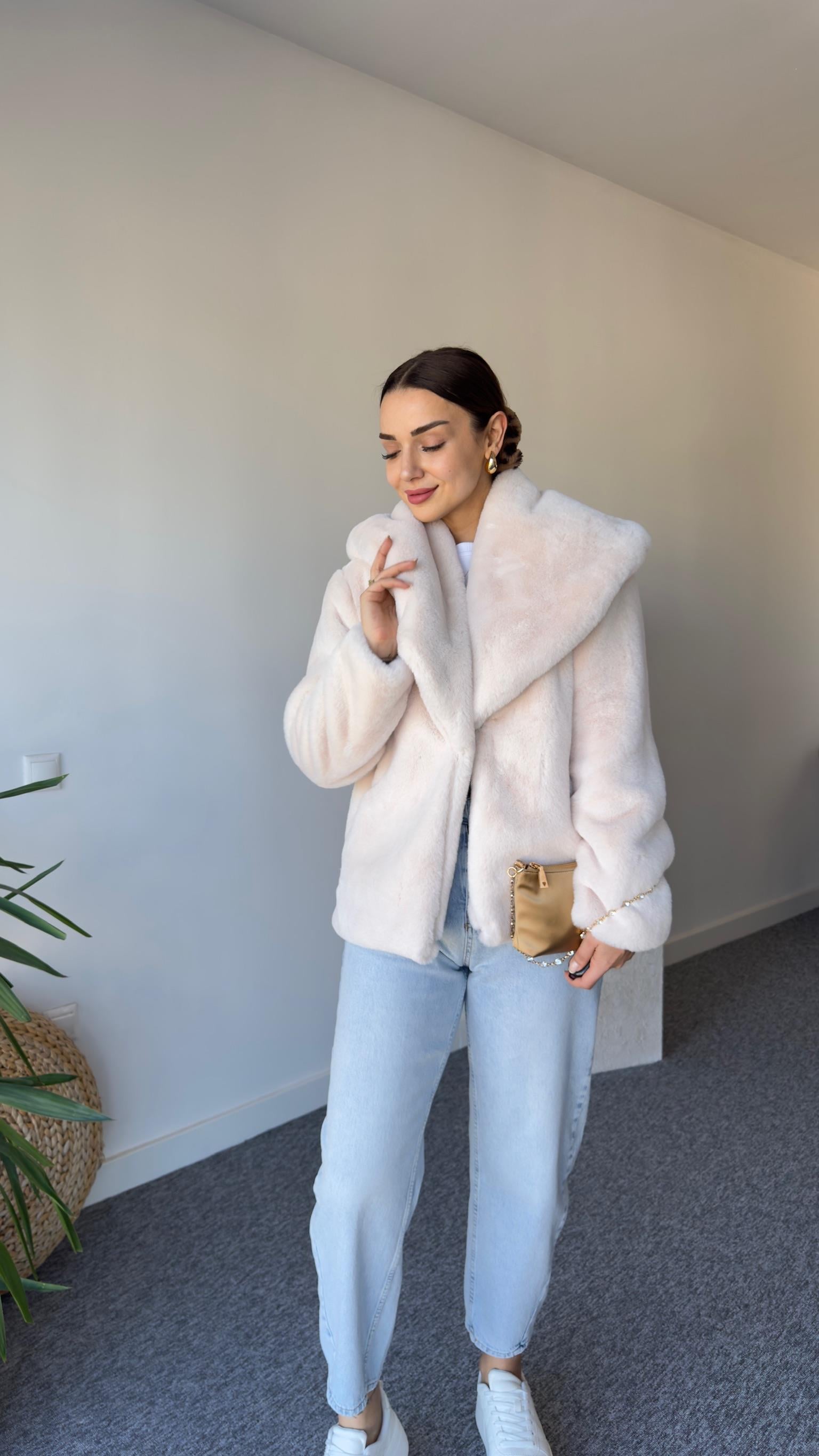 Premium Şal Yaka Ekru Kürk