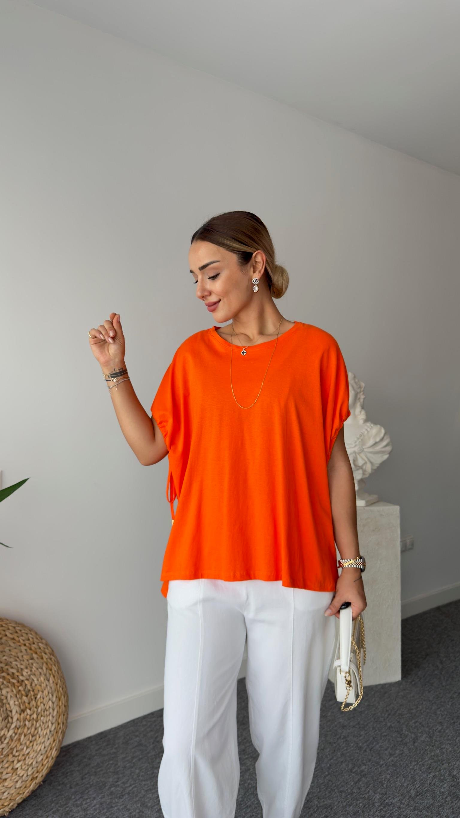 Turuncu Marka Model Büzgülü Tshirt