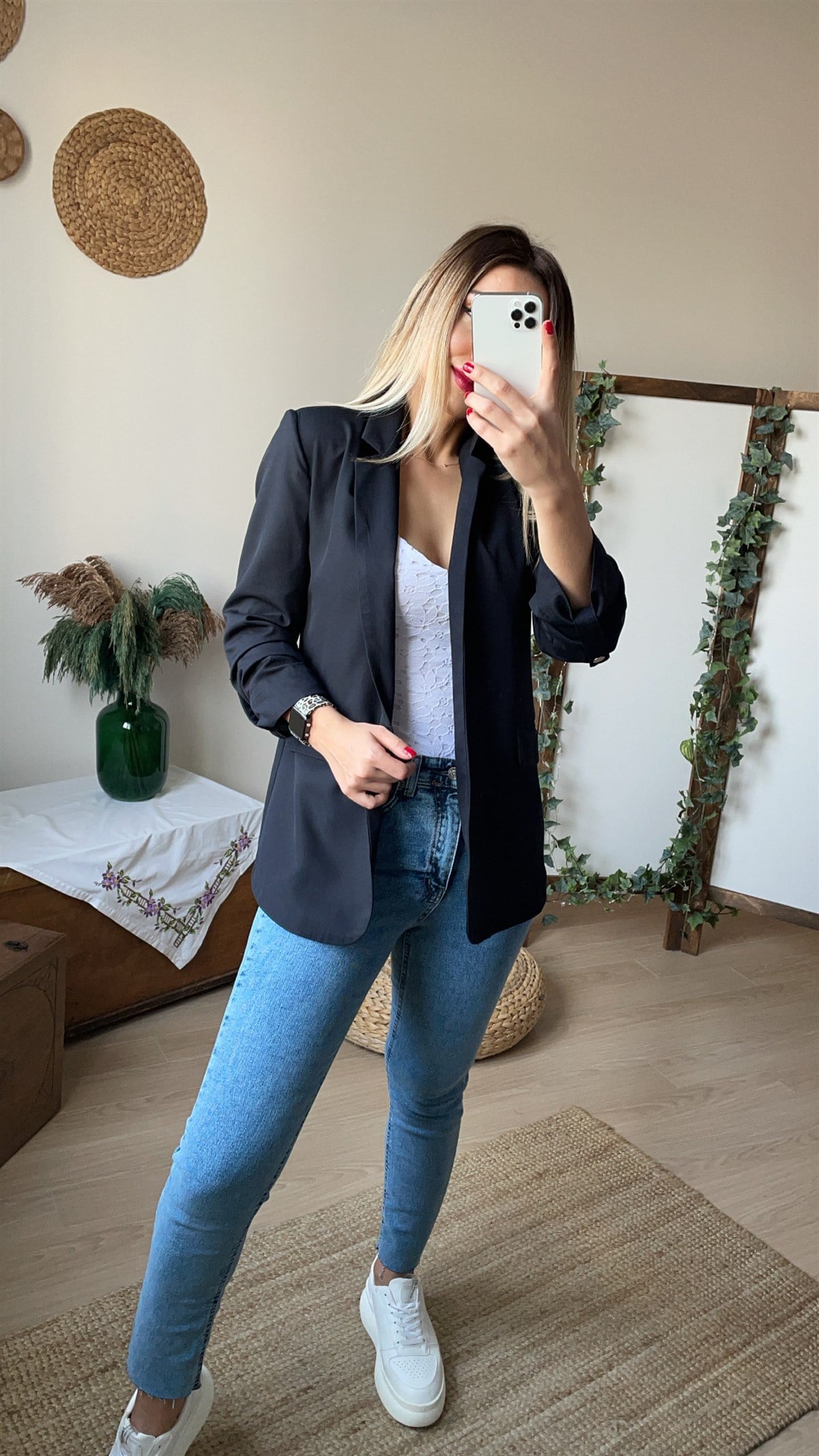 Kıvrık Kollu Blazer Ceket