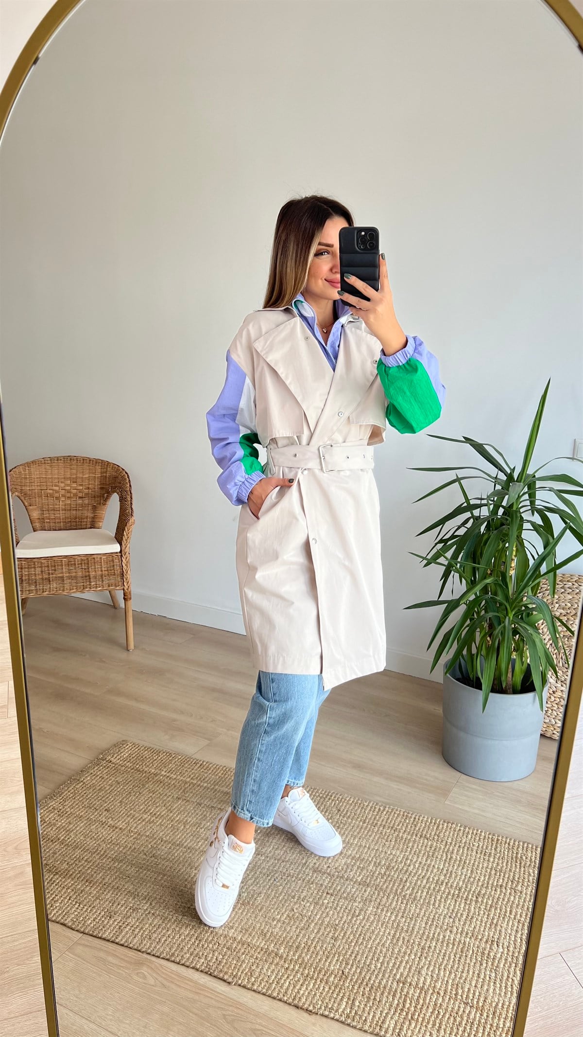 Garnili Krem Tasarım Trenchcoat