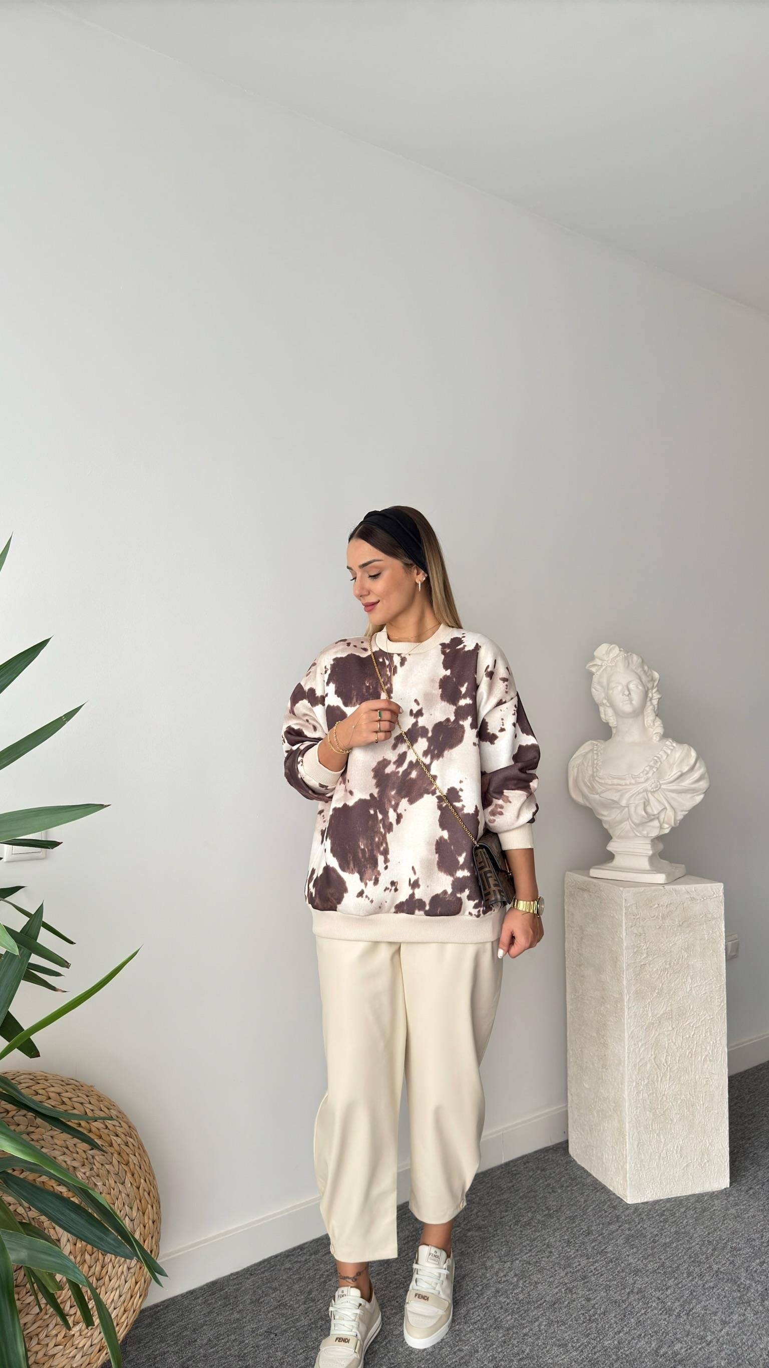 Thian Kahve Renk Geçişli Sweatshirt