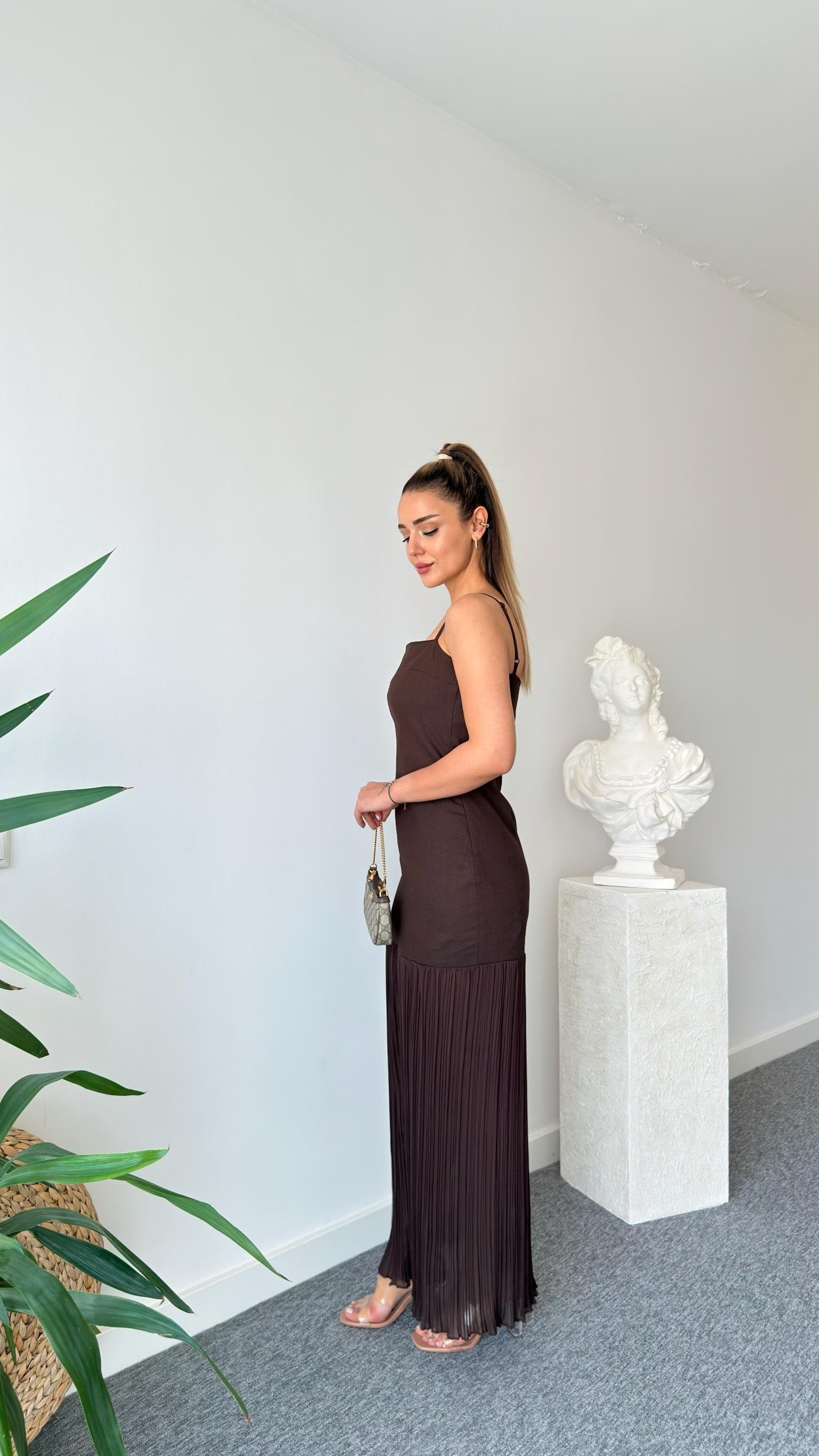 Massi Model Kontrast Uzun Elbise 