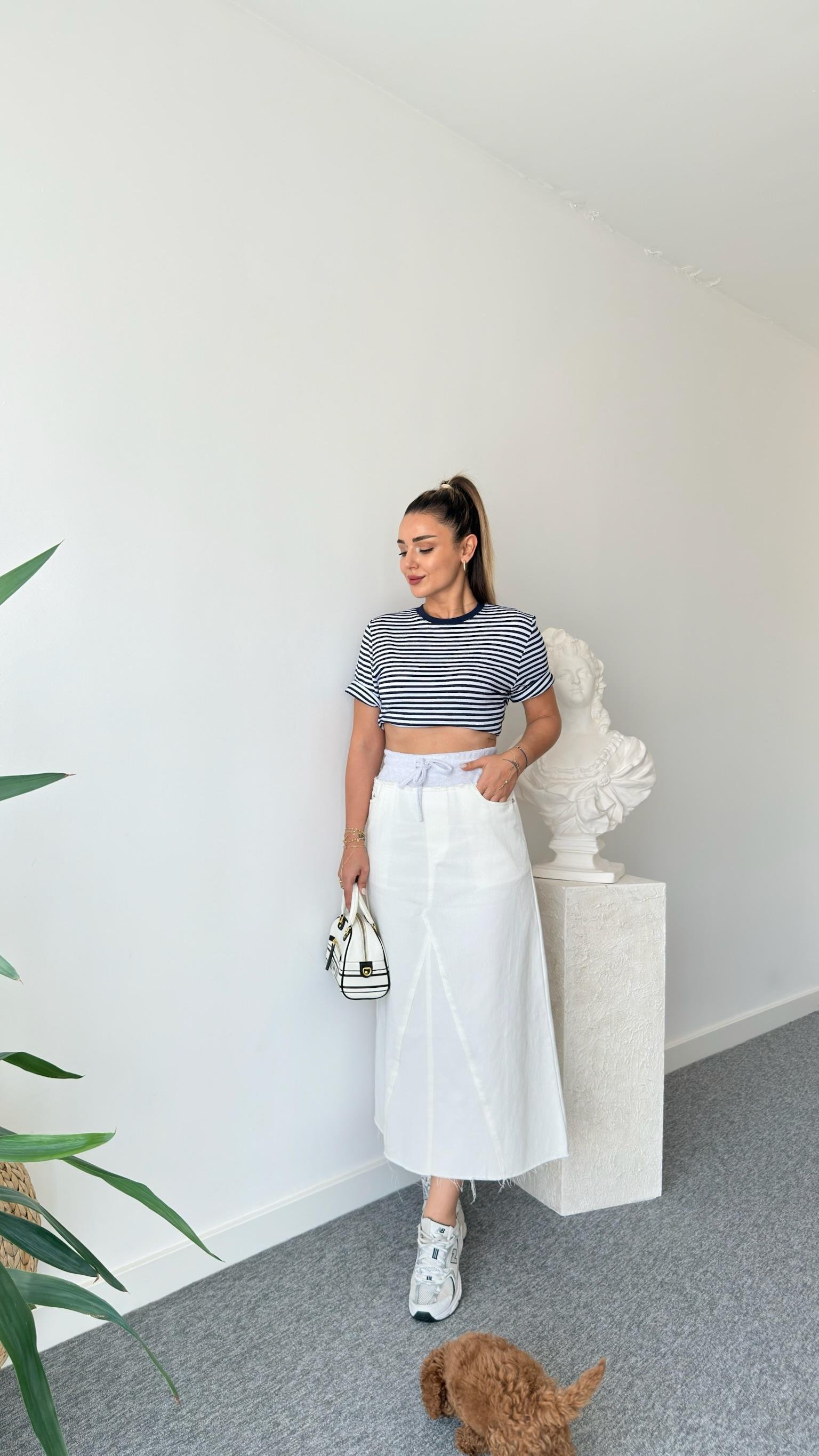 Çizgili Kısa Kol Massi Tshirt