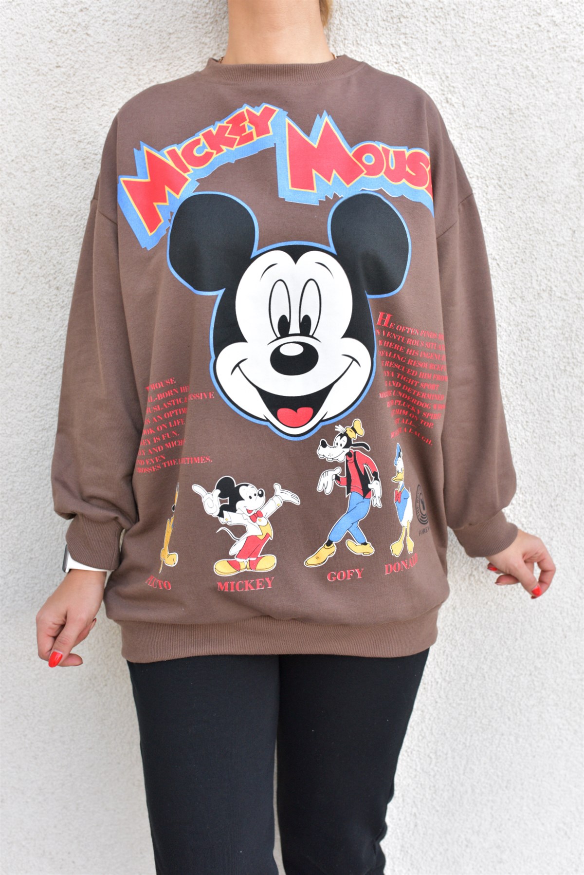 Mickey Mouse Baskı Kahve Sweat
