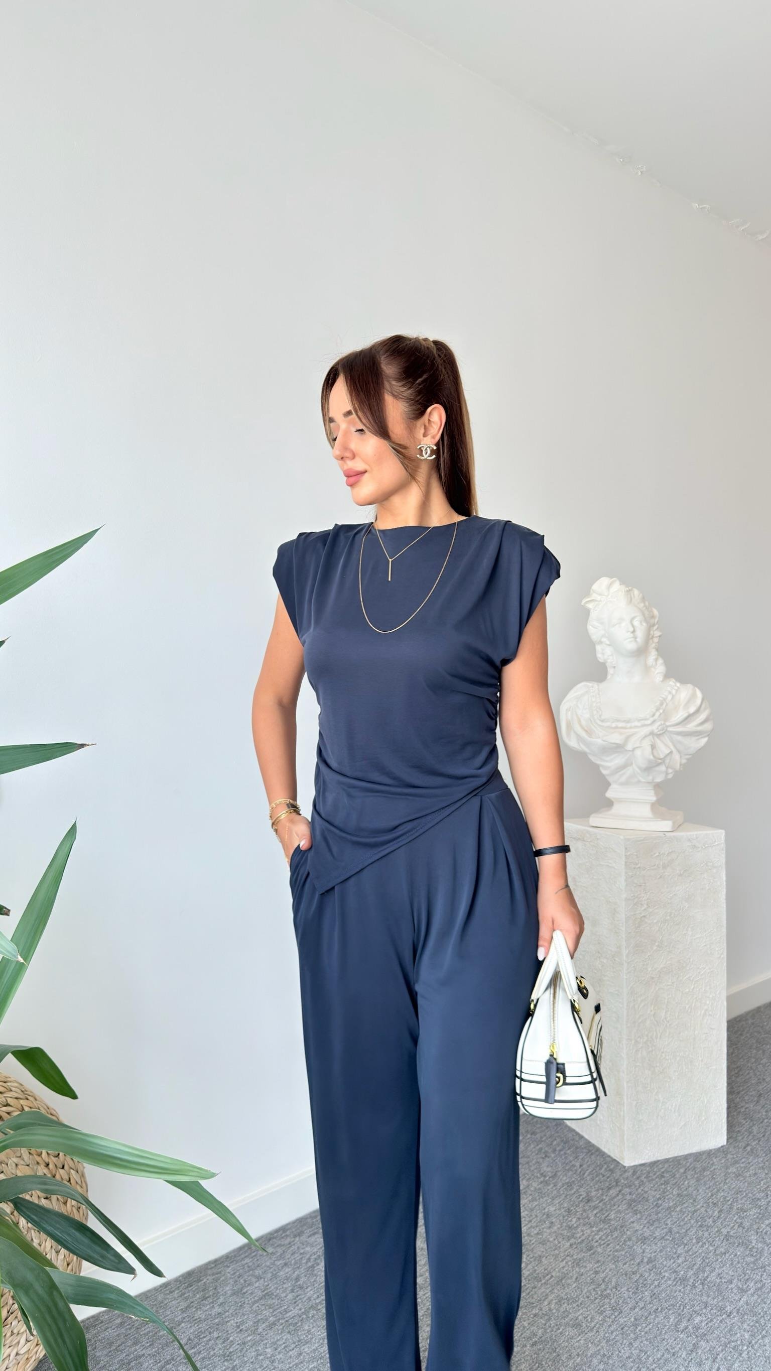 Lacivert Delvin Asimetrik Modal Takım