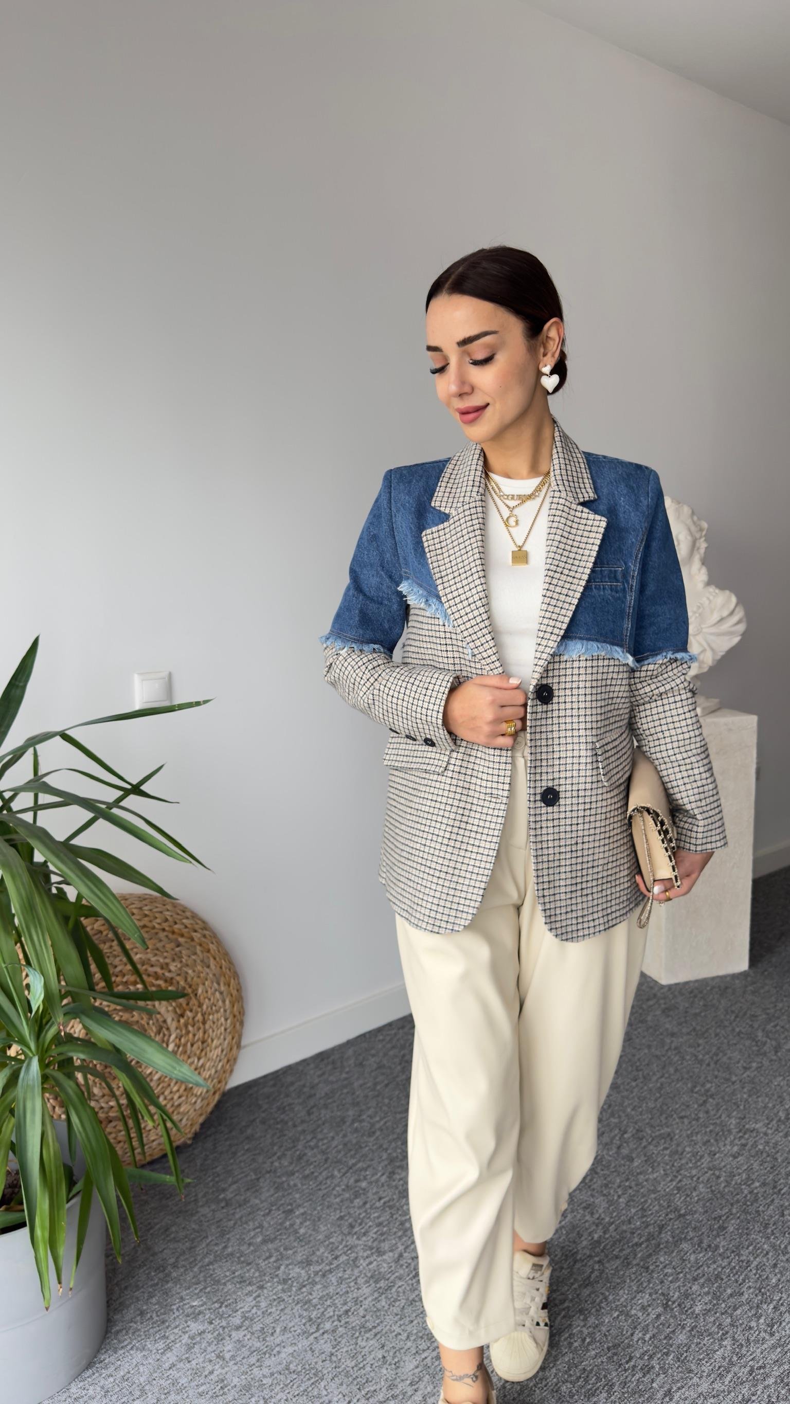 Asia Kot Detaylı Kaşe Blazer Ceket