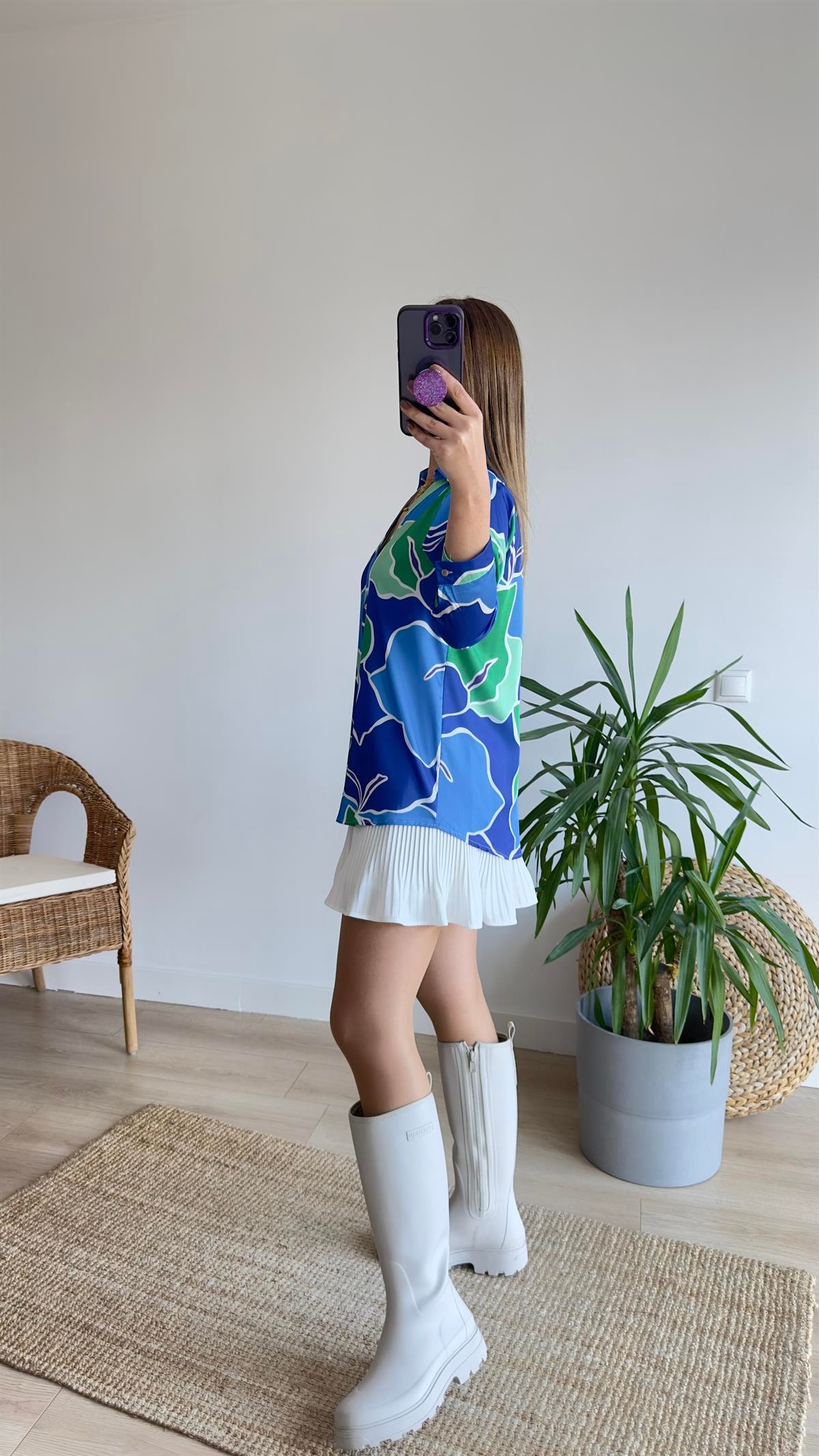 Mery Zra Model Mavi Desen Gömlek