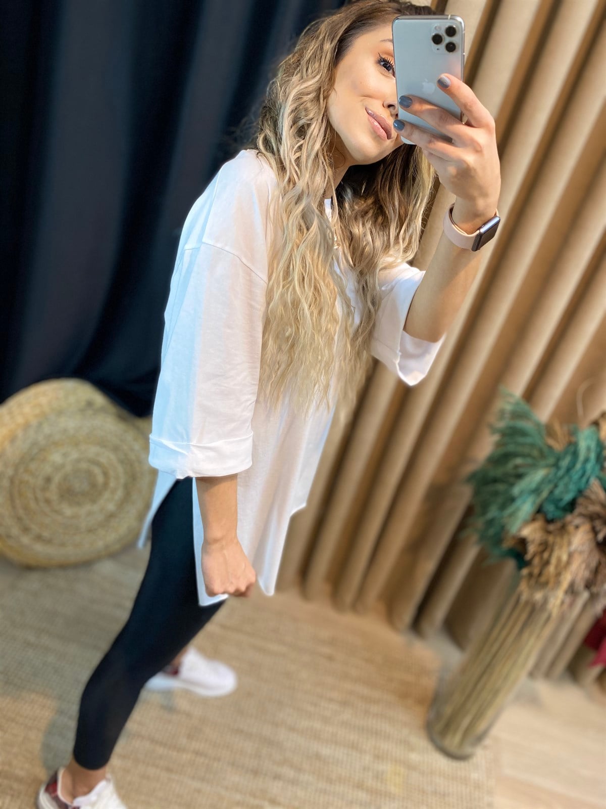 Beyaz Duble Kol Basic Tshirt