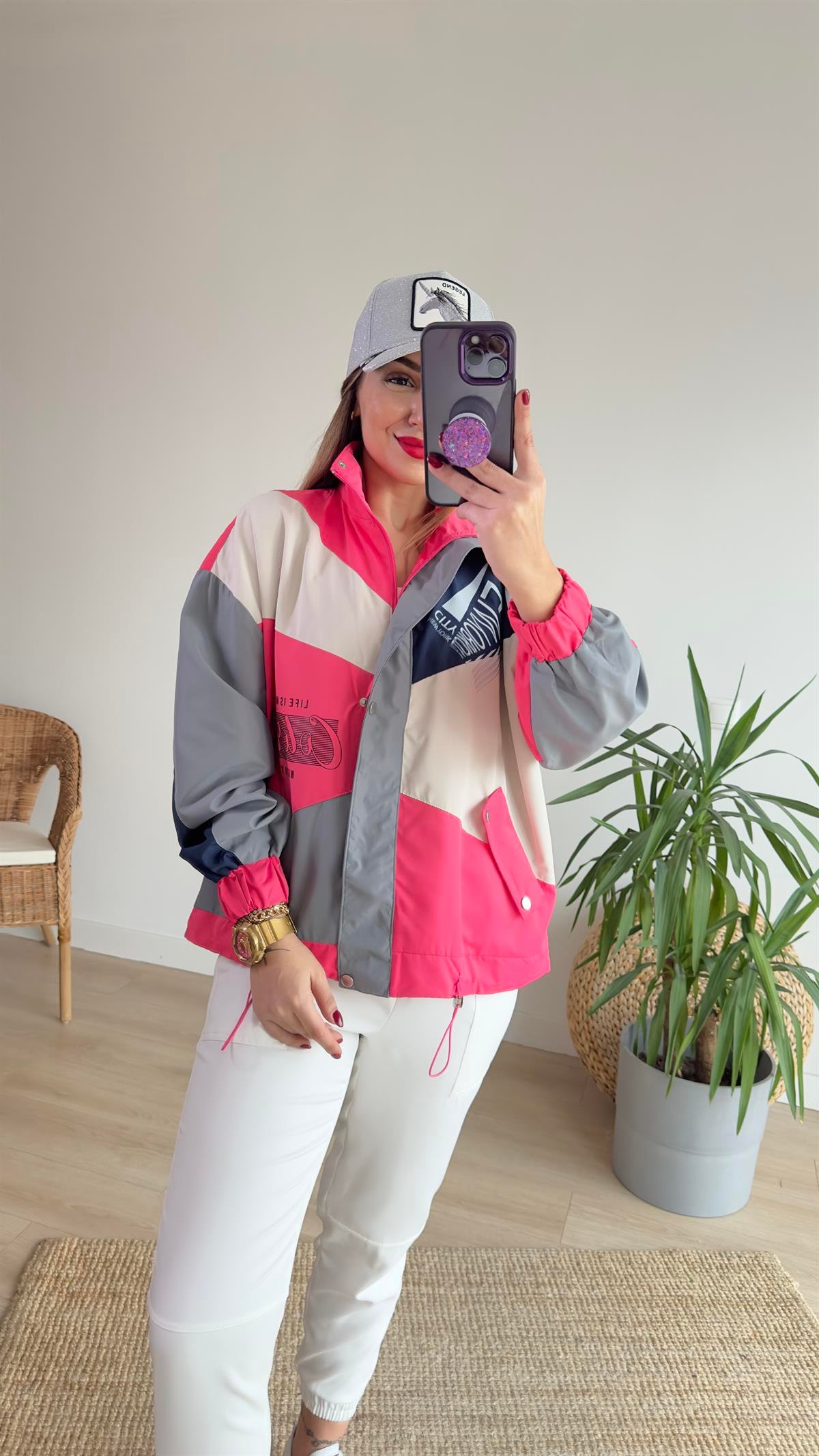 Pembe Renk Geçişli Yağmurluk