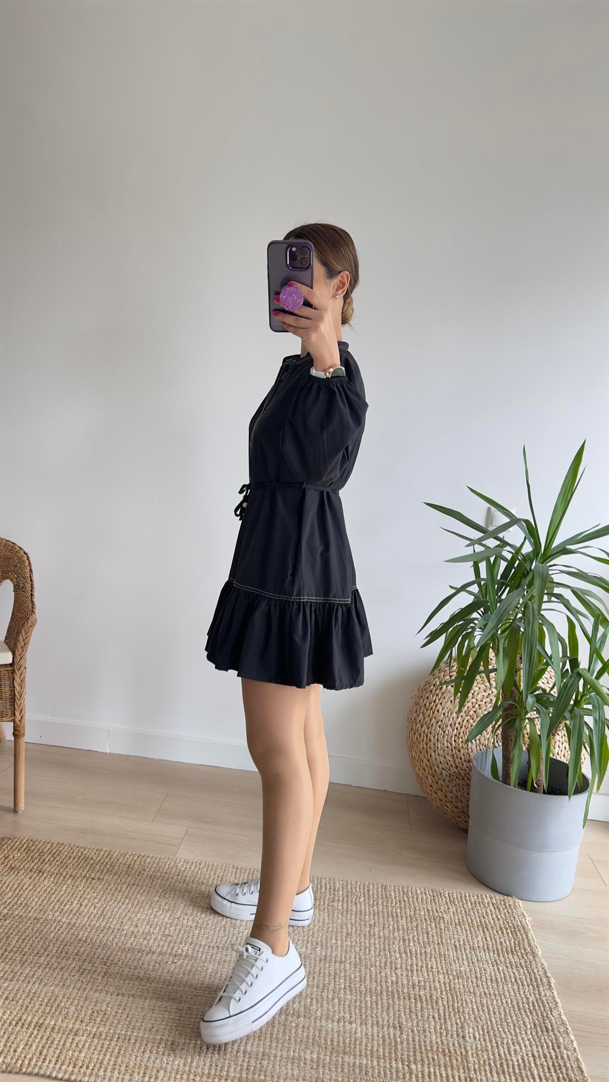 Luci Zra Model Siyah Poplin Elbise 