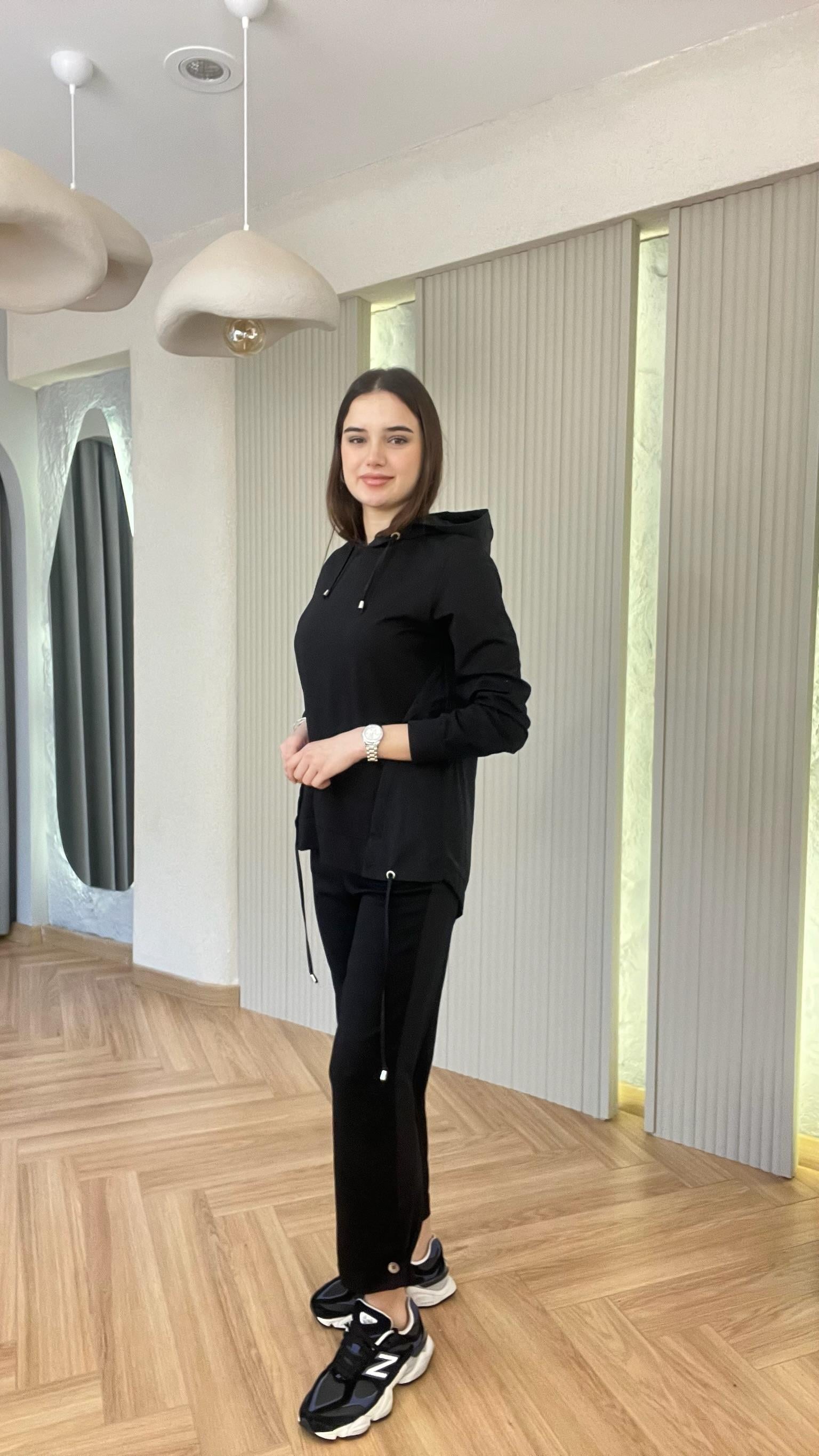 Paraşüt Garnili Siyah Eşofman Takımı