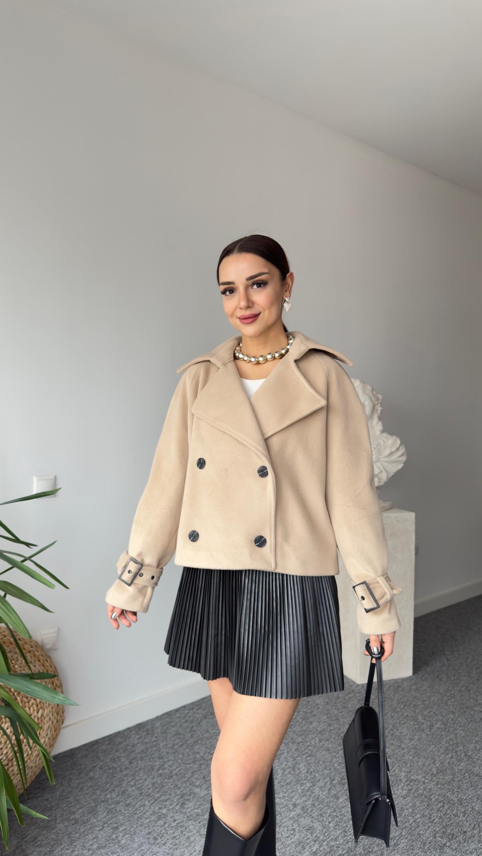 Massi Model Bej Kaşe Mont