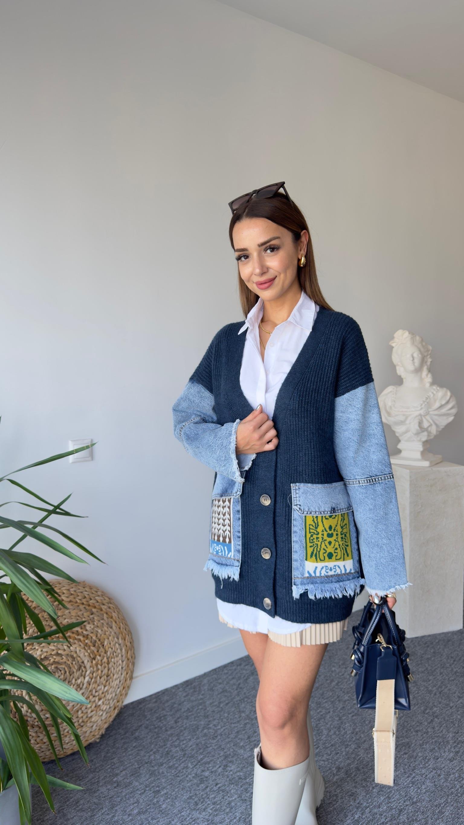 Lesa Kot Garnili Lacivert Hırka