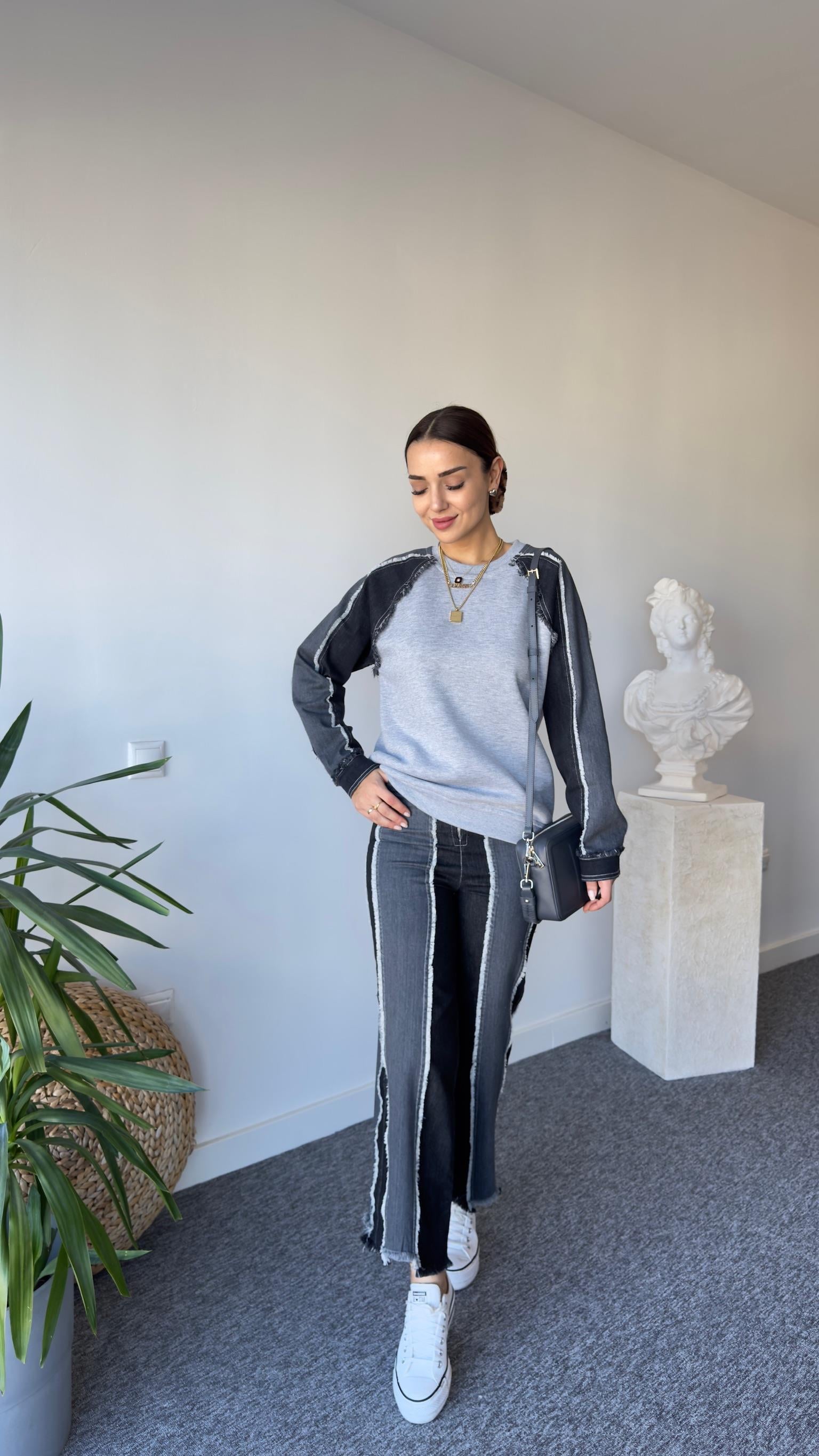 Monde Kot Garnili Gri Sweat Takım