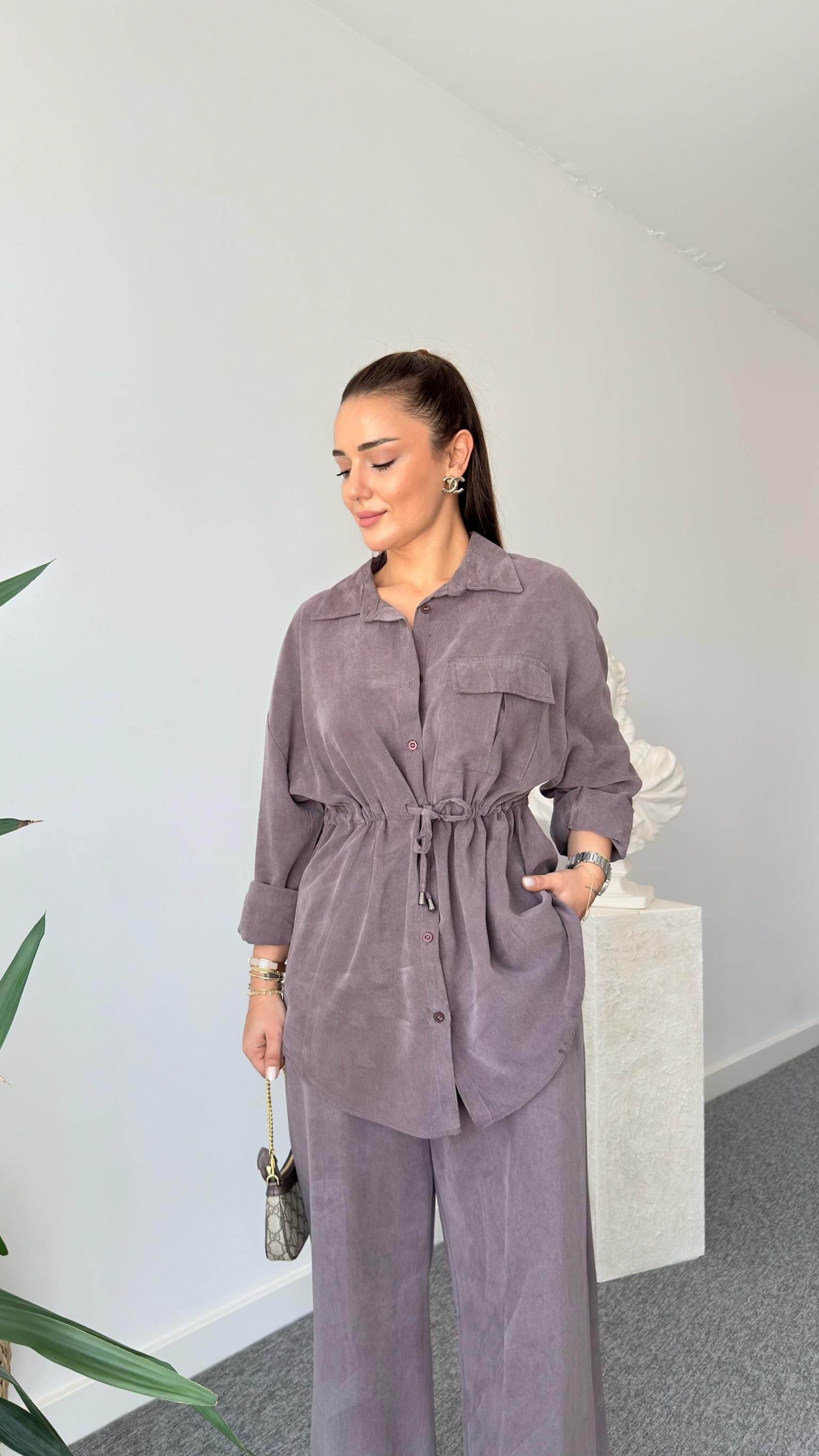 Kahve Orena Bel Büzgülü Tensel Takım 