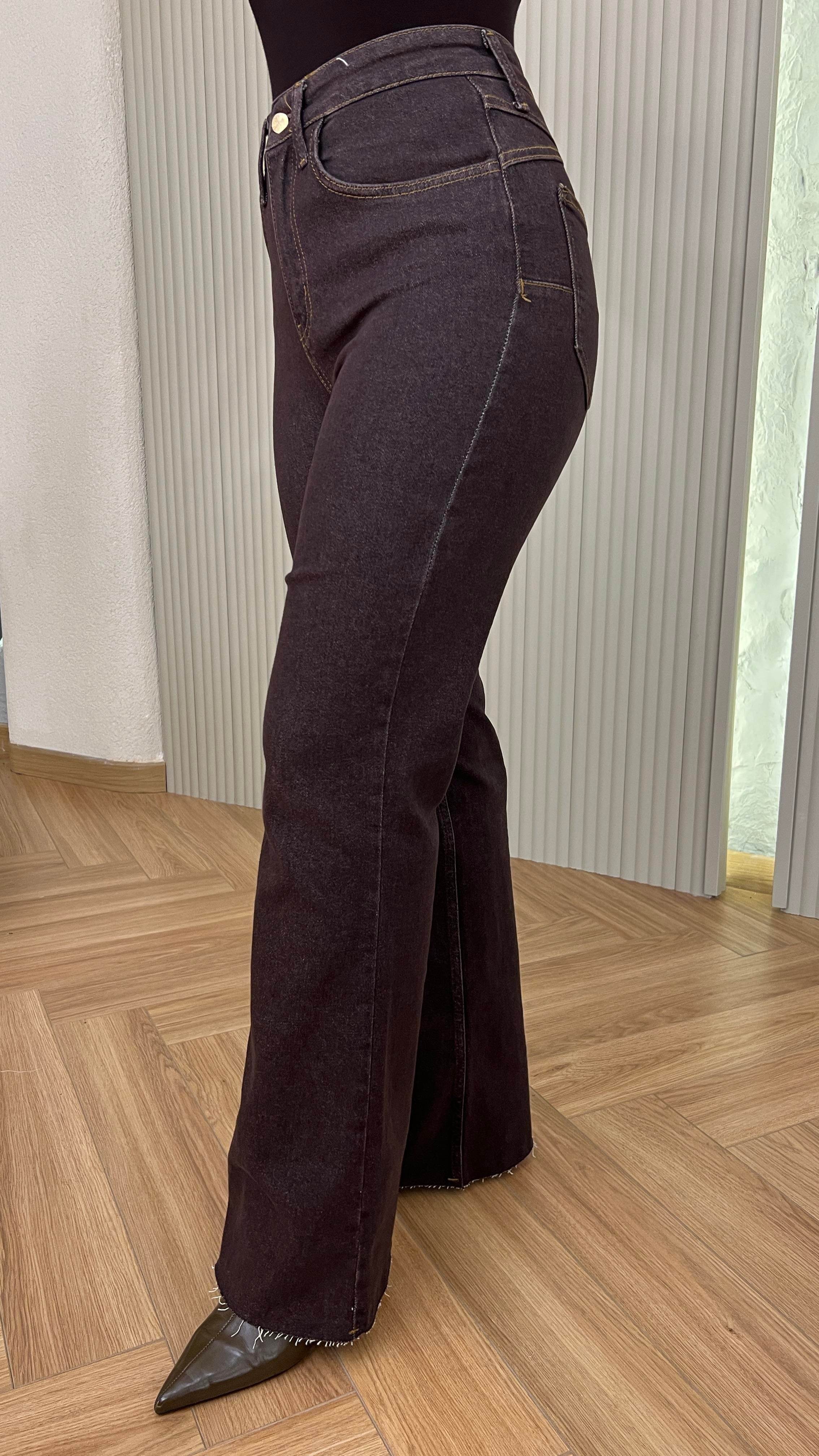 Kahve Harlem Push Up Etkili Likralı Jean