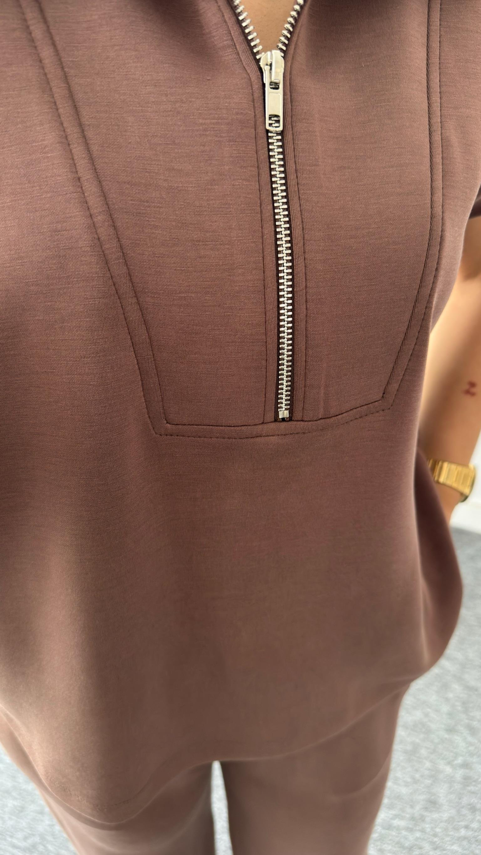 Kahve Clemer Yarım Fermuar Modal Takım (Ön Sipariş Ürünü)