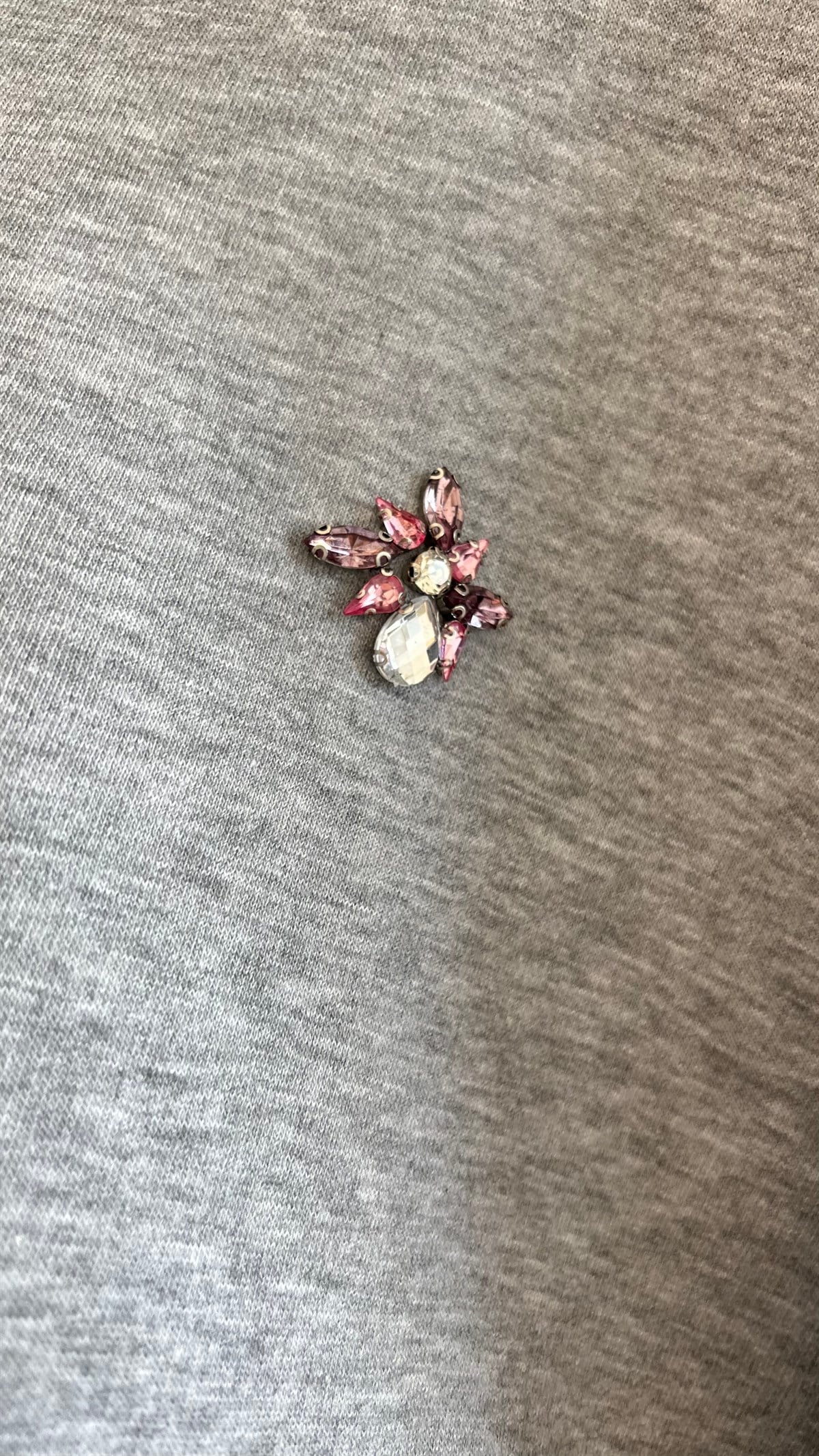 Renkli Taş İşlemeli Gri Sweat