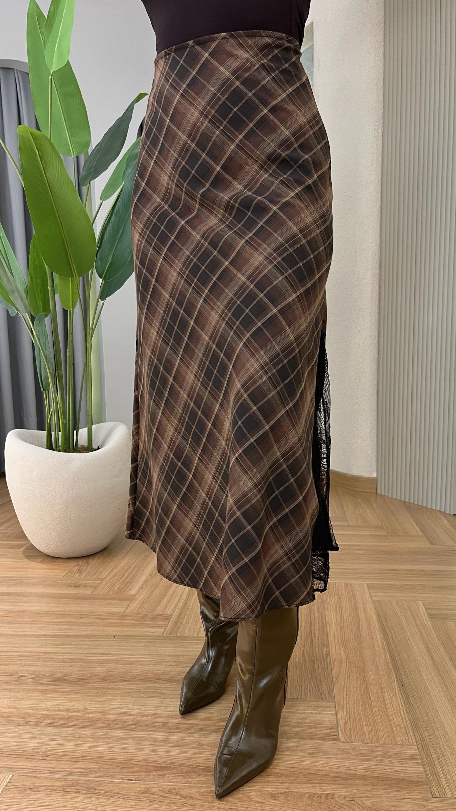 Rother Dantel Detaylı Ekose Etek