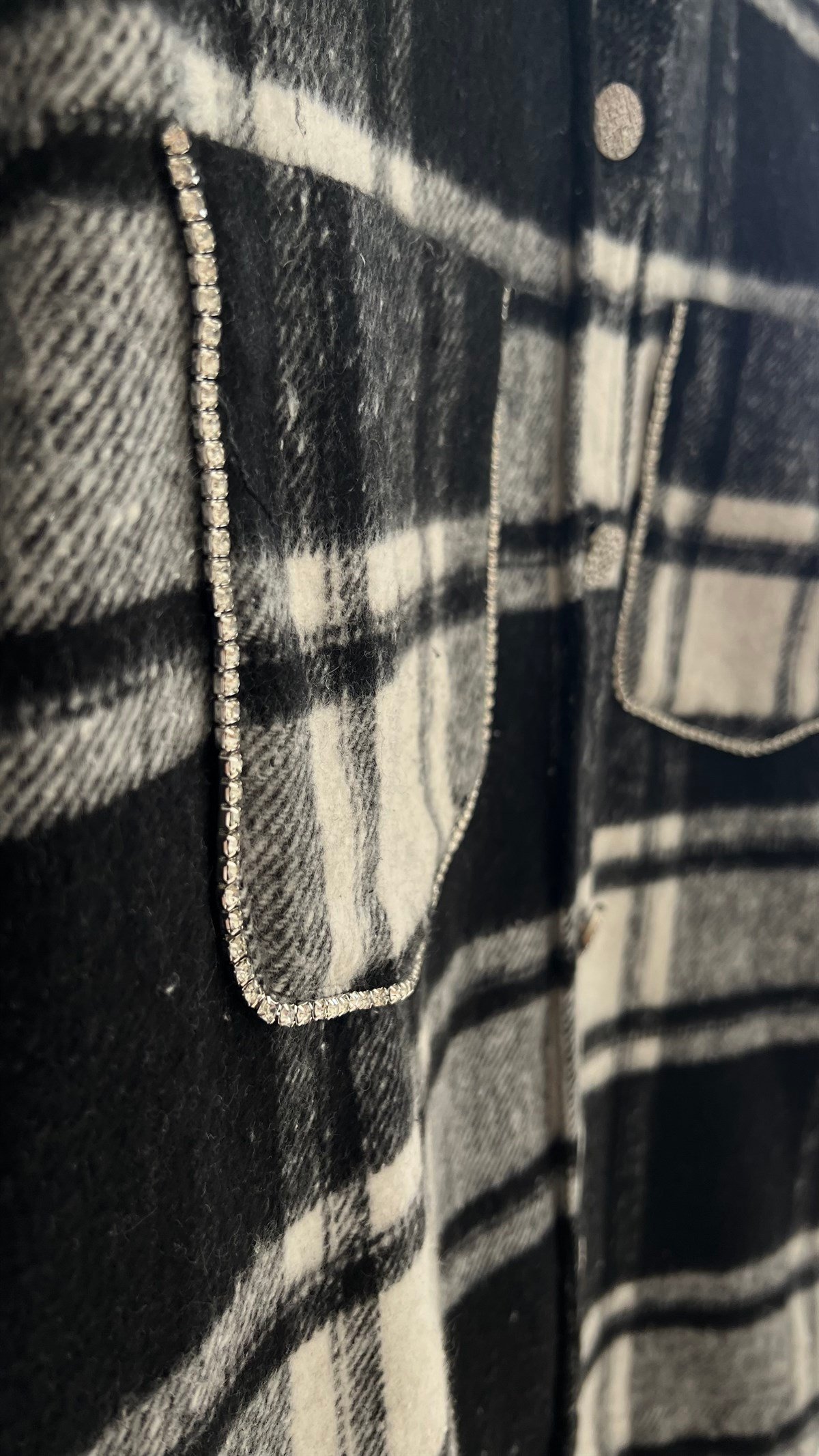 Zara Model Taş Detaylı Ekose Ceket