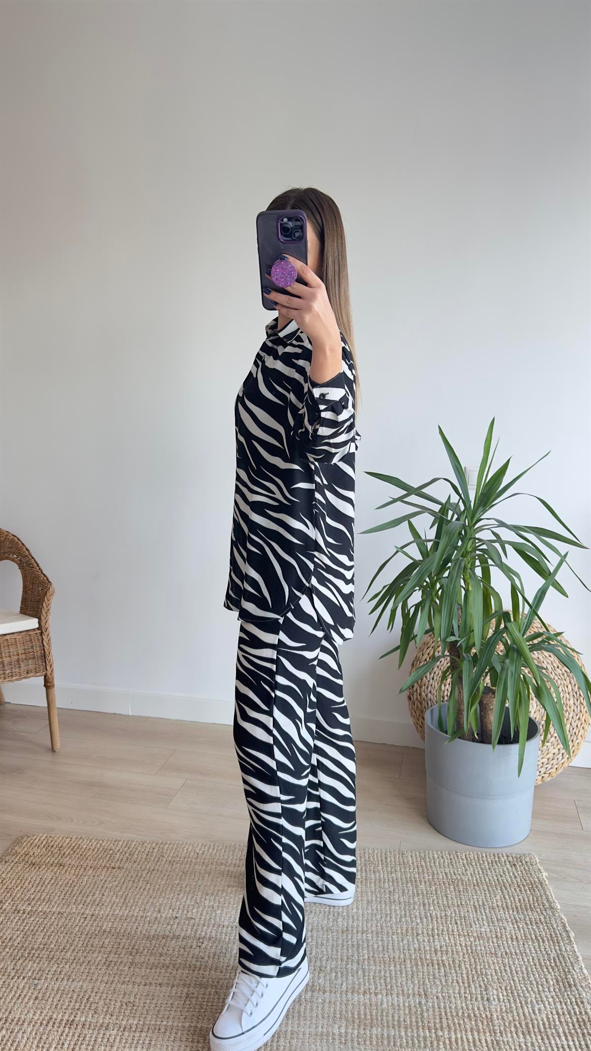 Zebra Desen Ceket Pantolon Takım
