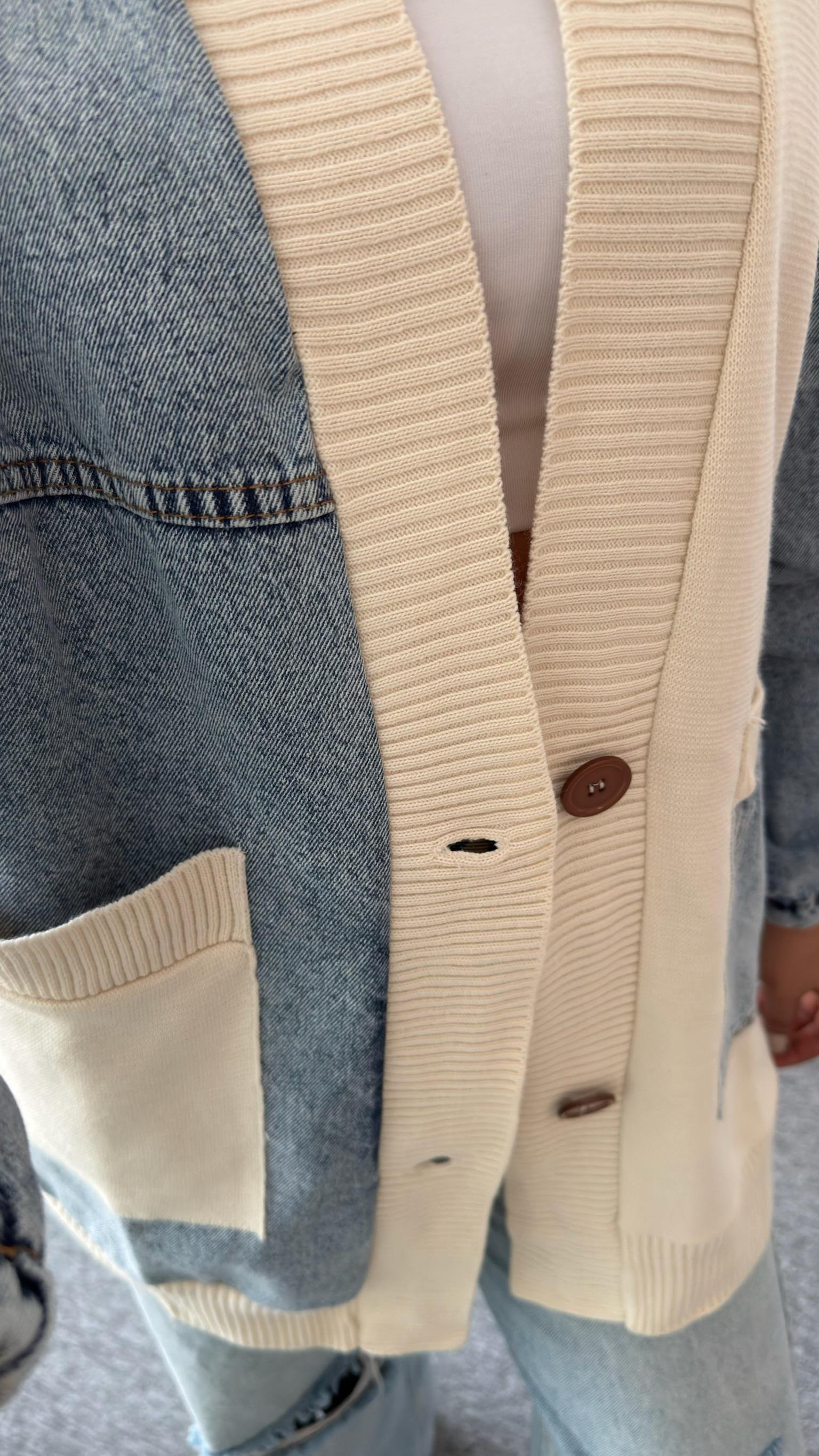 Tia Mavi Kot Detaylı Triko Hırka