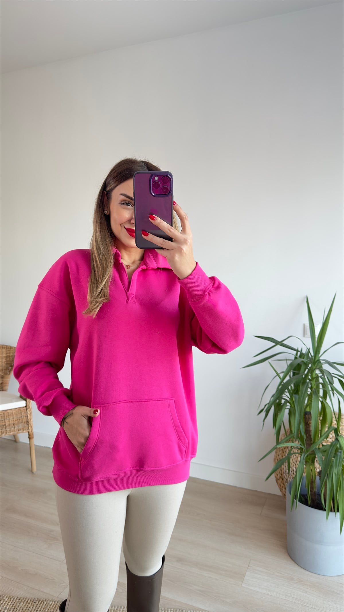 Polo Yaka Pembe Basic Sweat