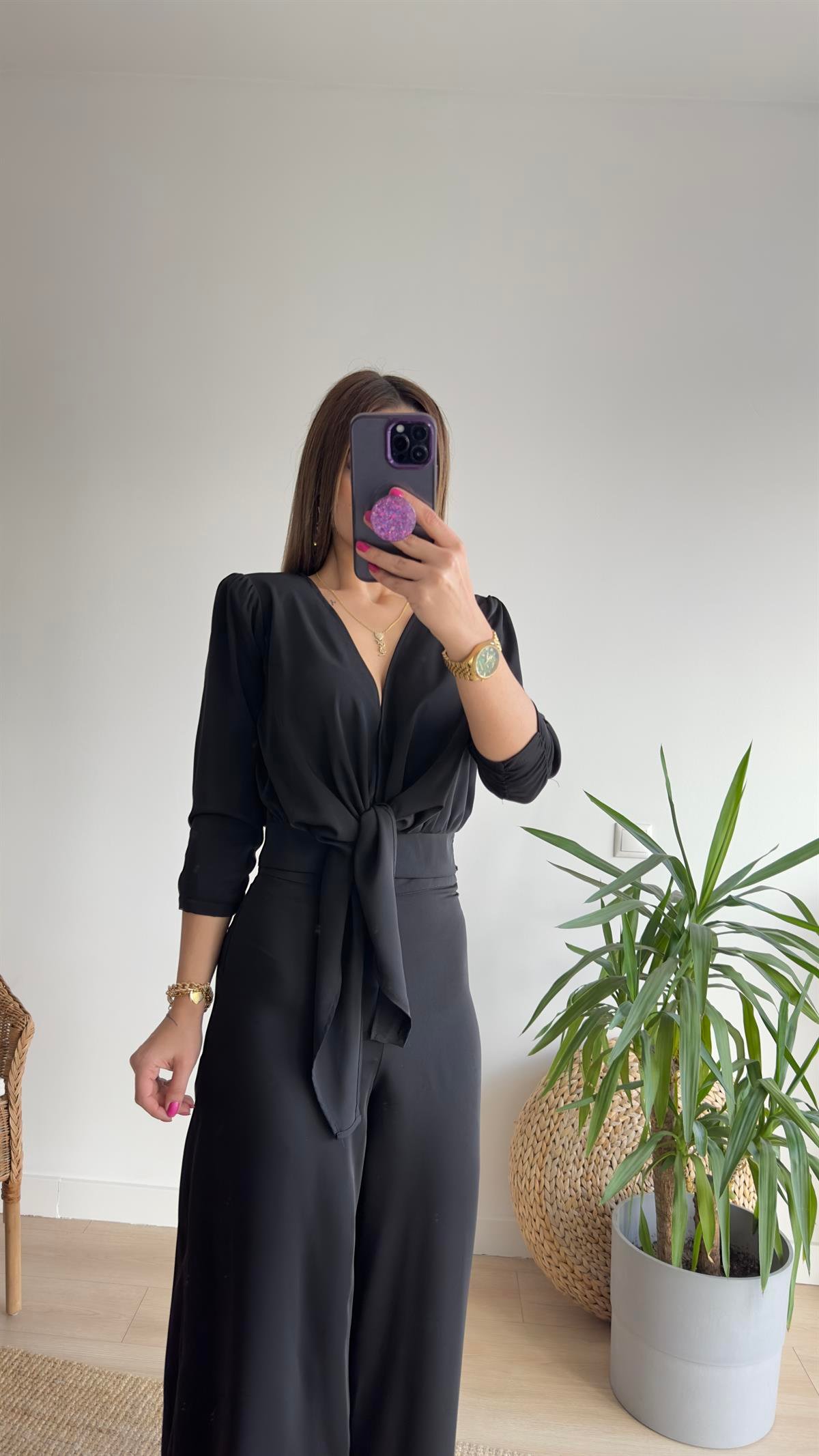 Roma Saten Bluz Pantolon Takım