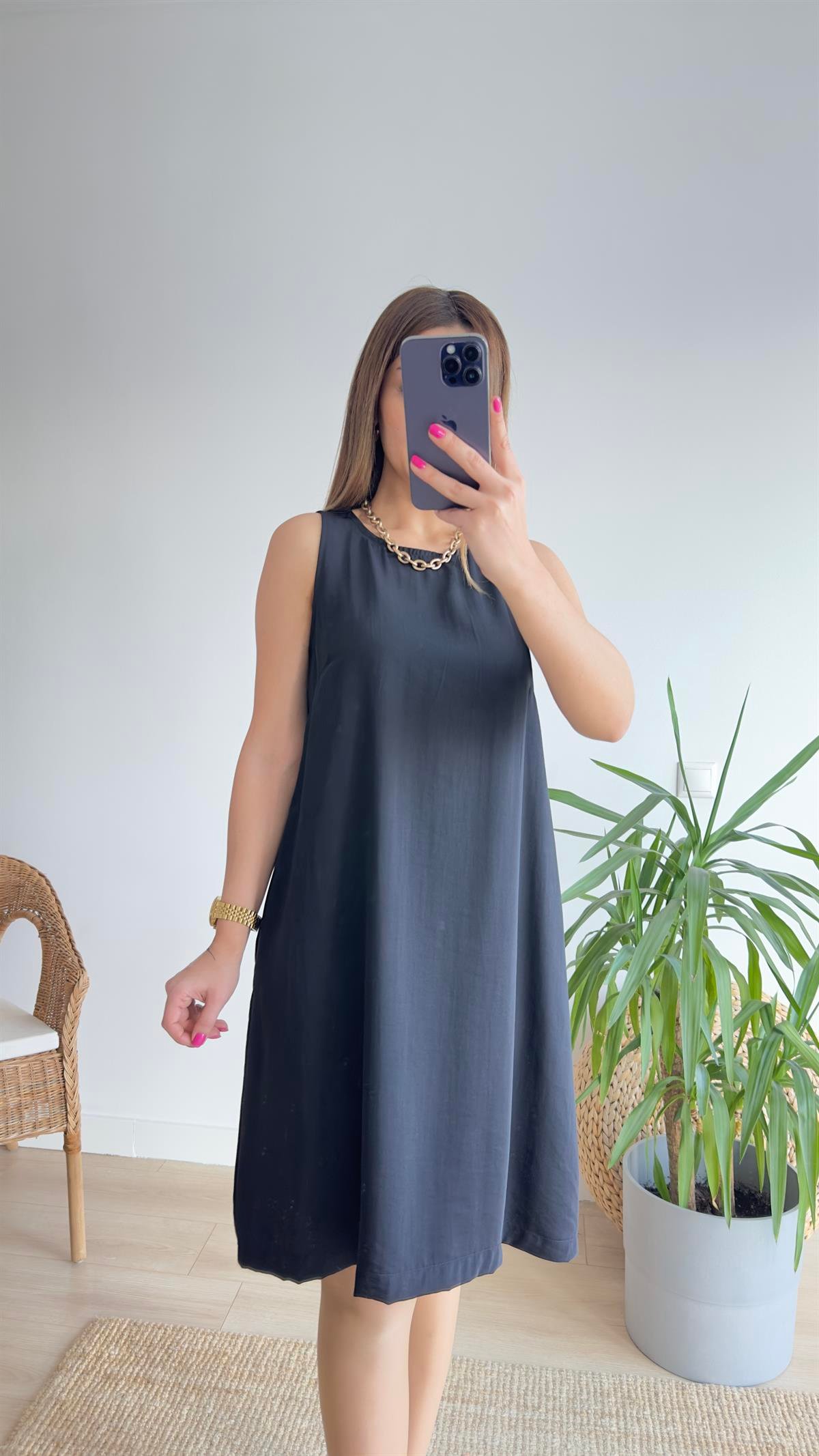 Marta Kolsuz Siyah Basic Elbise 