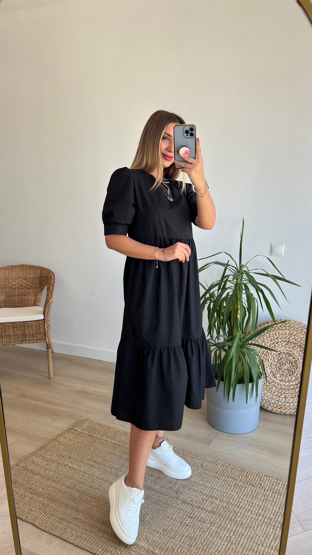Bebe Siyah Poplin Elbise 