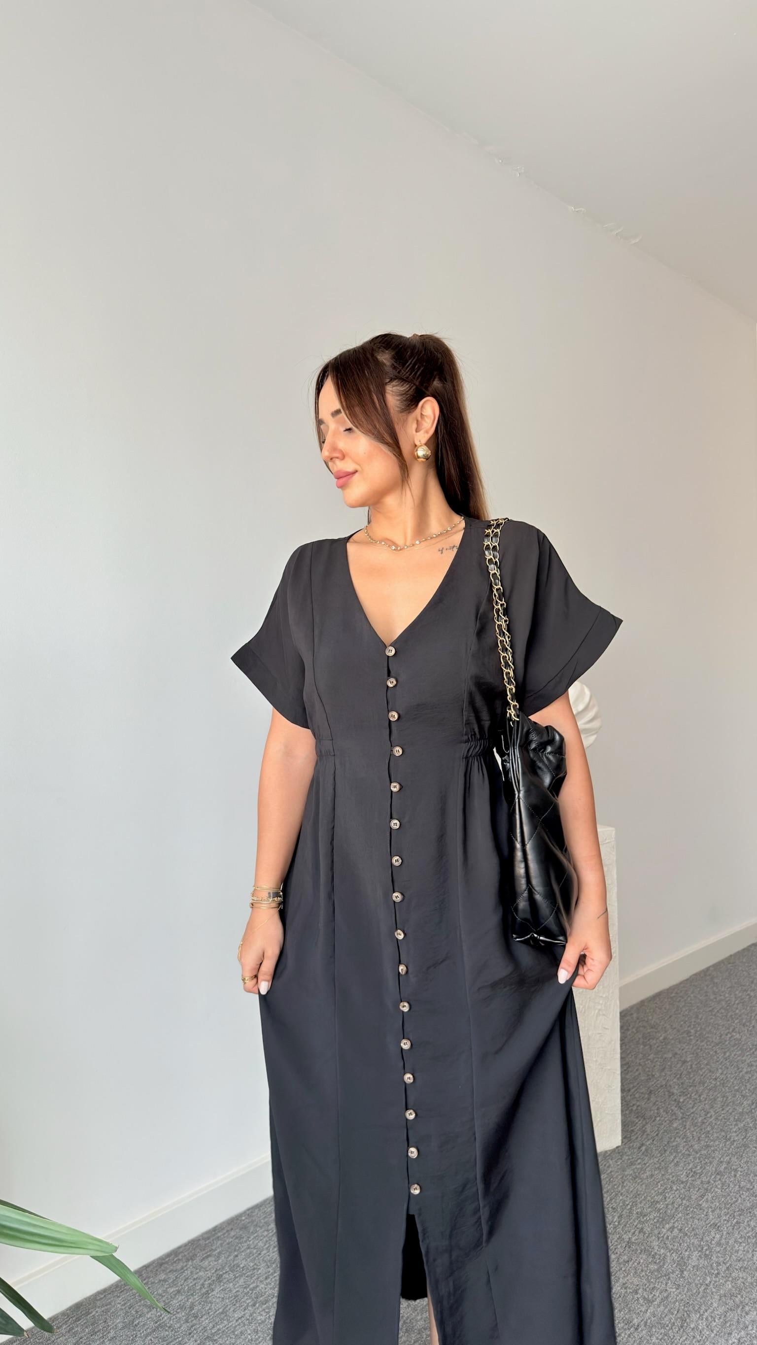 Siyah Voul Zra Model Tensel Elbise