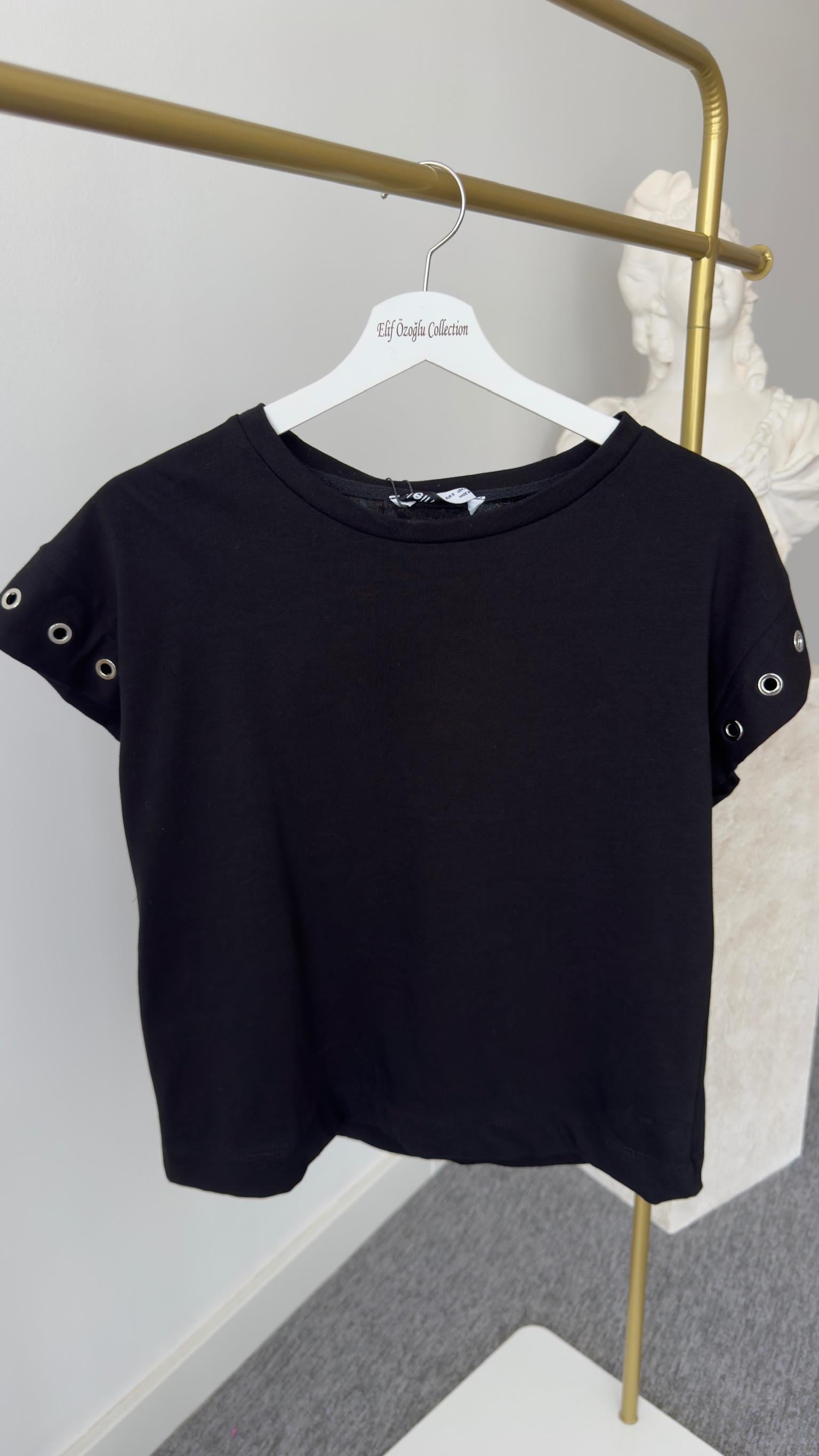 Kuş Gözlü Ntwrk Model Siyah Tshirt