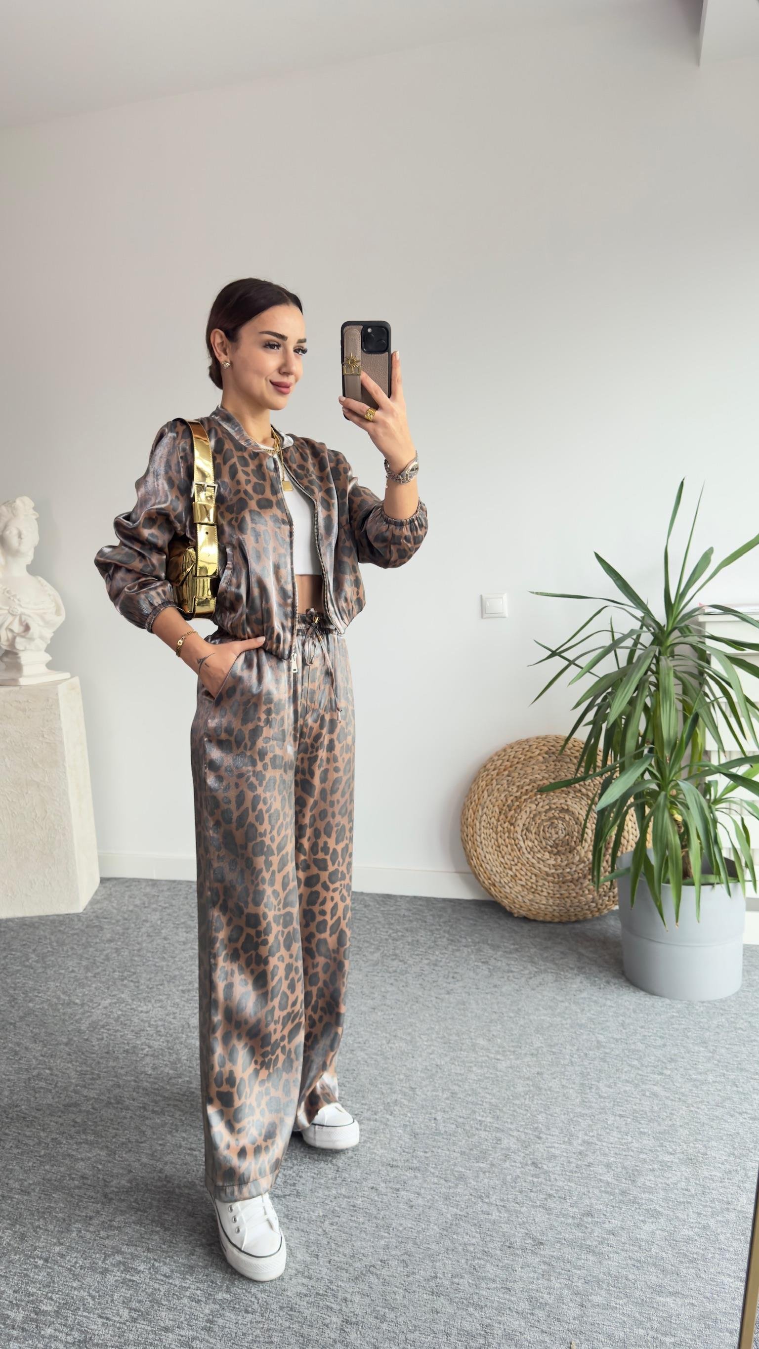 Leopar Baskı Pantolon Ceket Takım