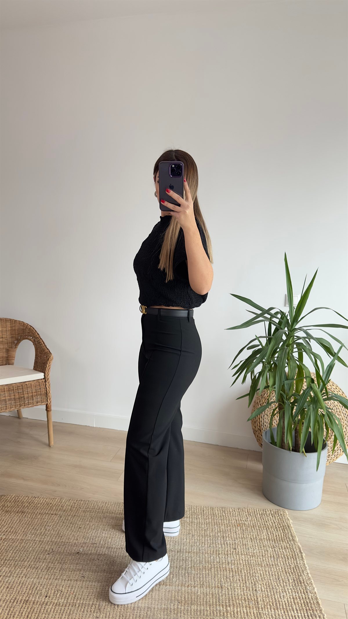 Zra Model Dikiş Detaylı Siyah Pantolon